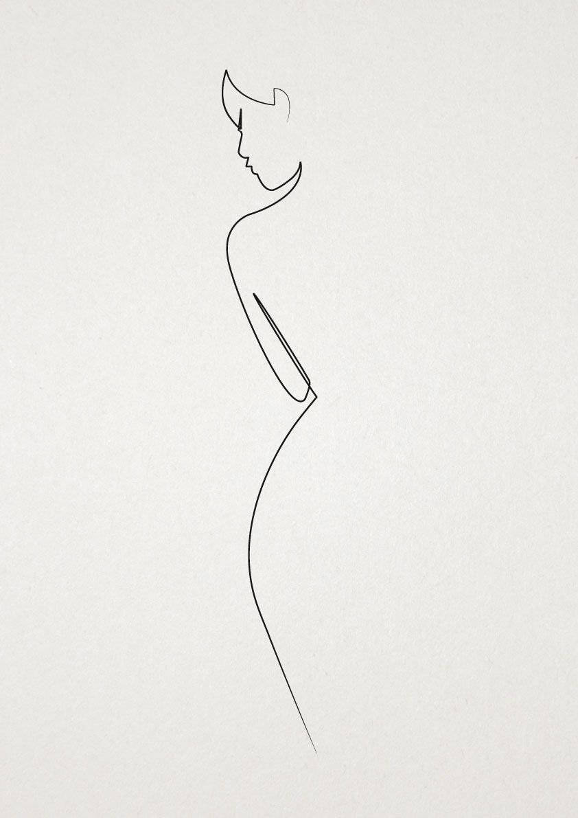 One Line Drawing Woman’s Silhouette Background