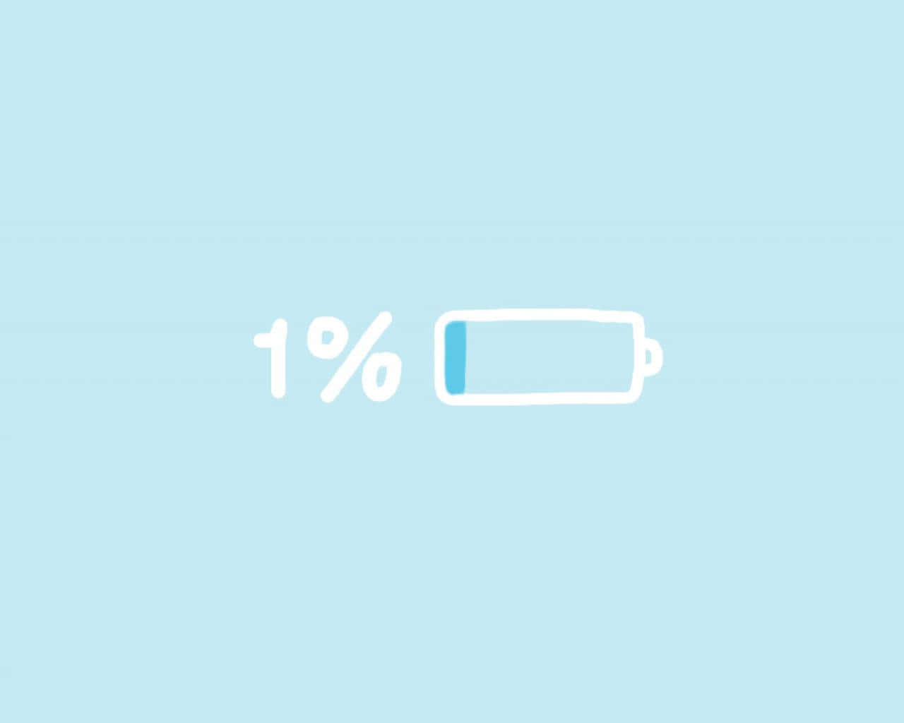 One Percent Battery Life Blue Aesthetic Background