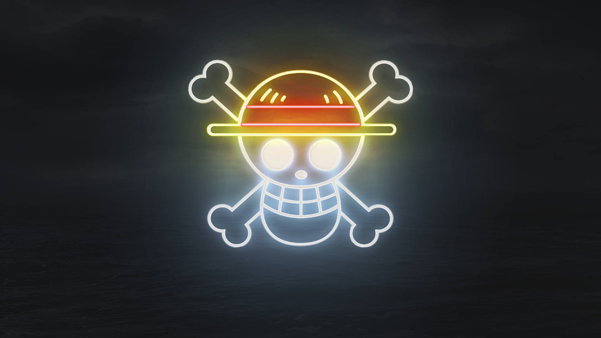 One Piece 4k Neon Light Logo Background