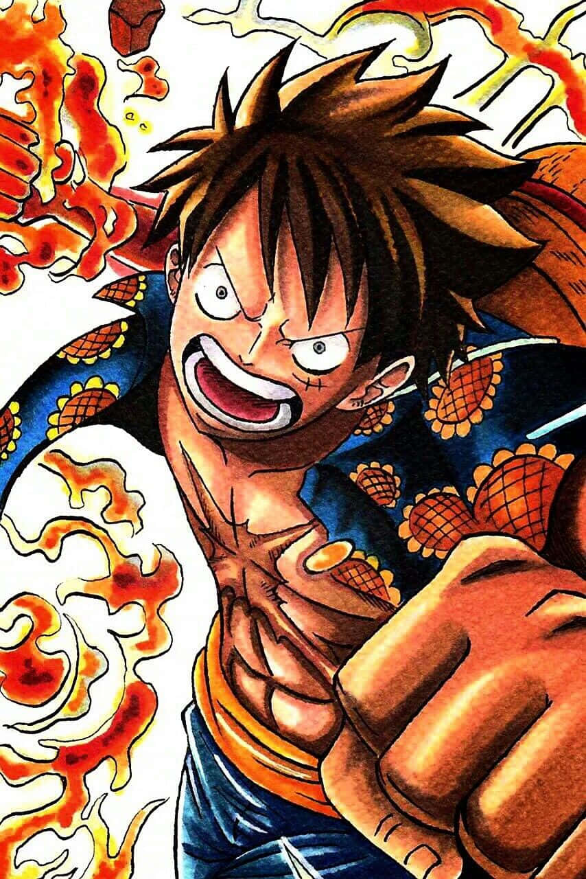 One Piece - A Character With A Fire In His Hand Background