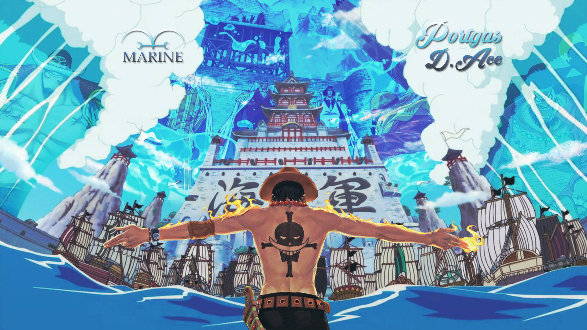 One Piece Ace And The Marines Background