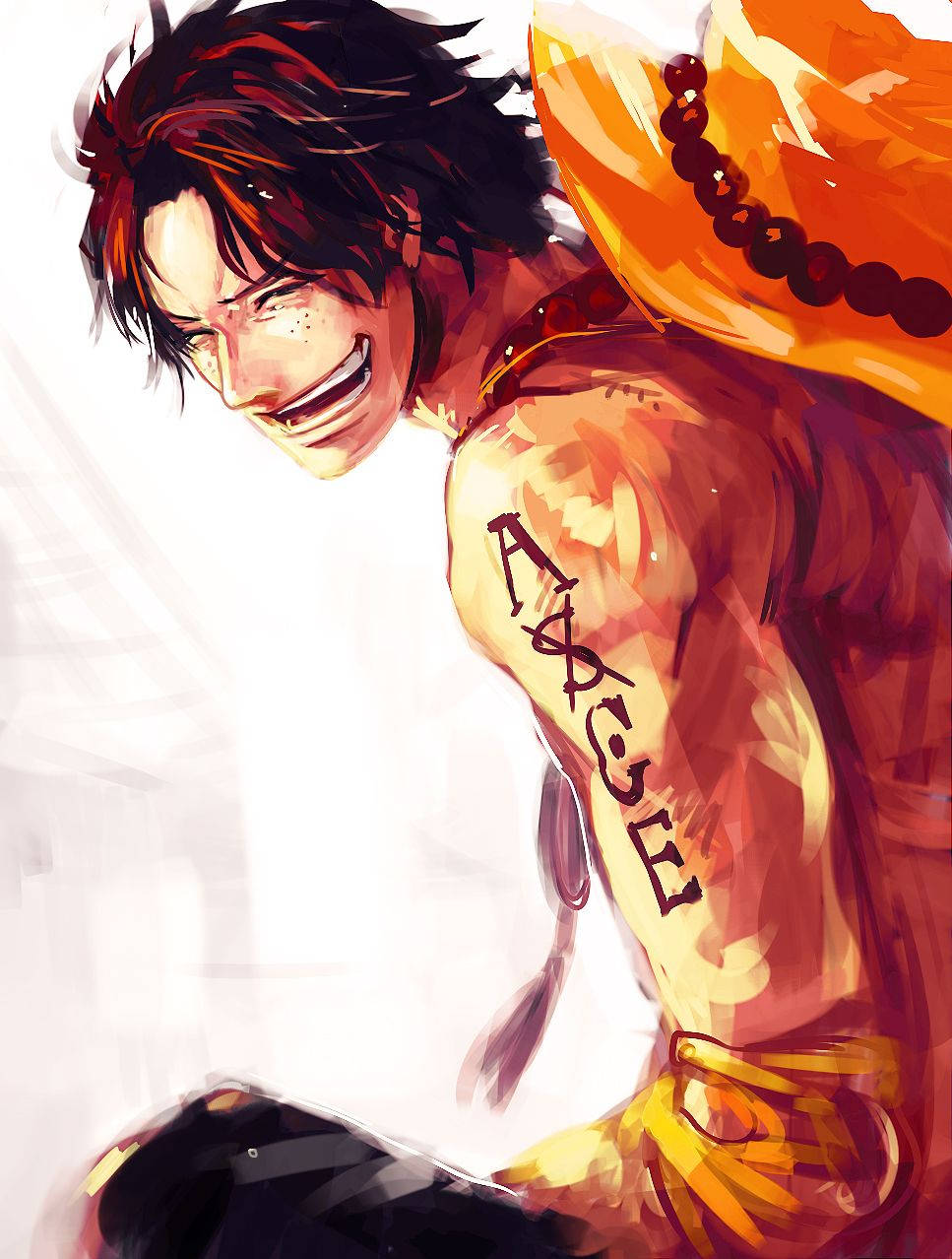 One Piece Ace Black Tattoo Background