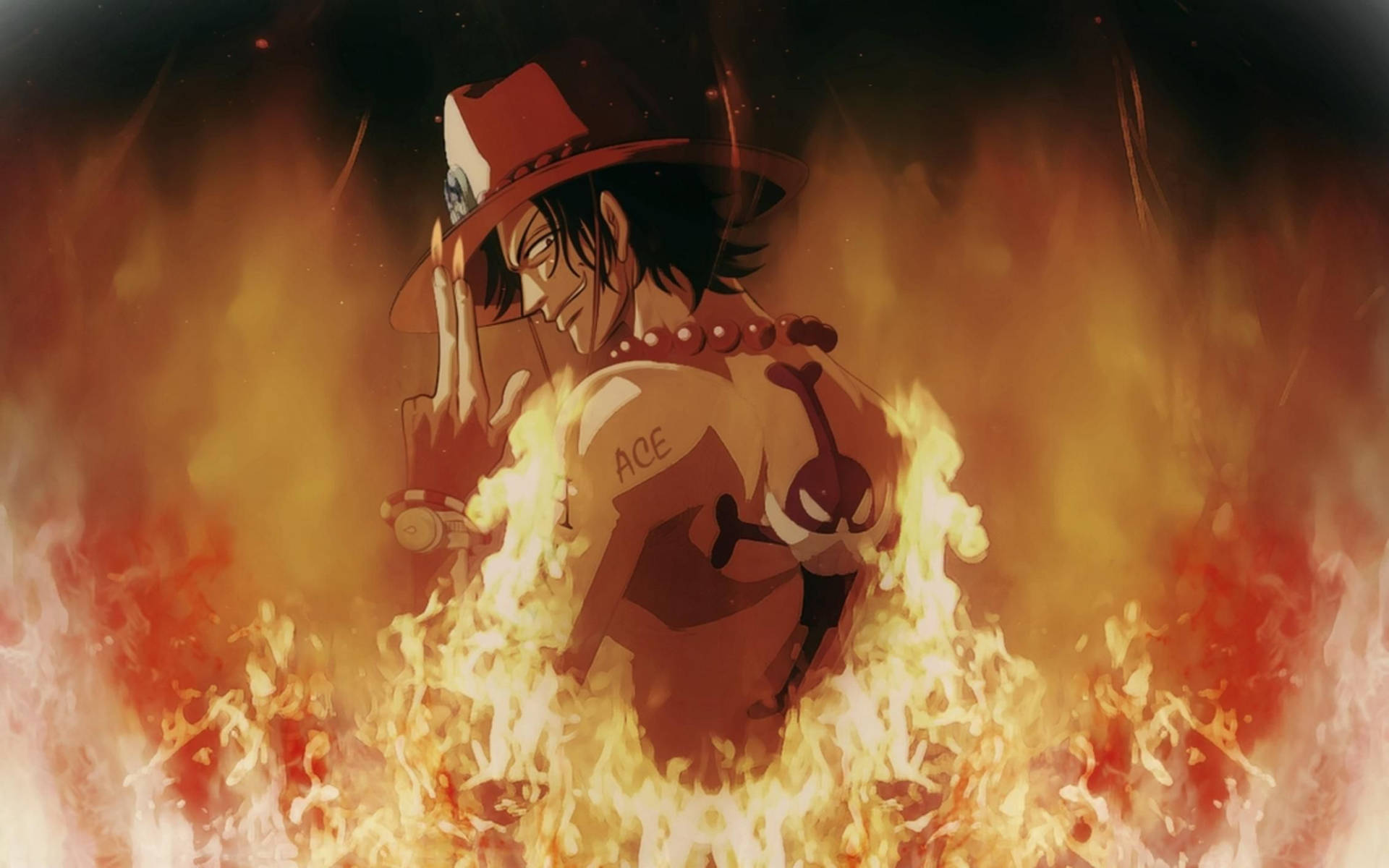 One Piece Ace Fiery Art Background