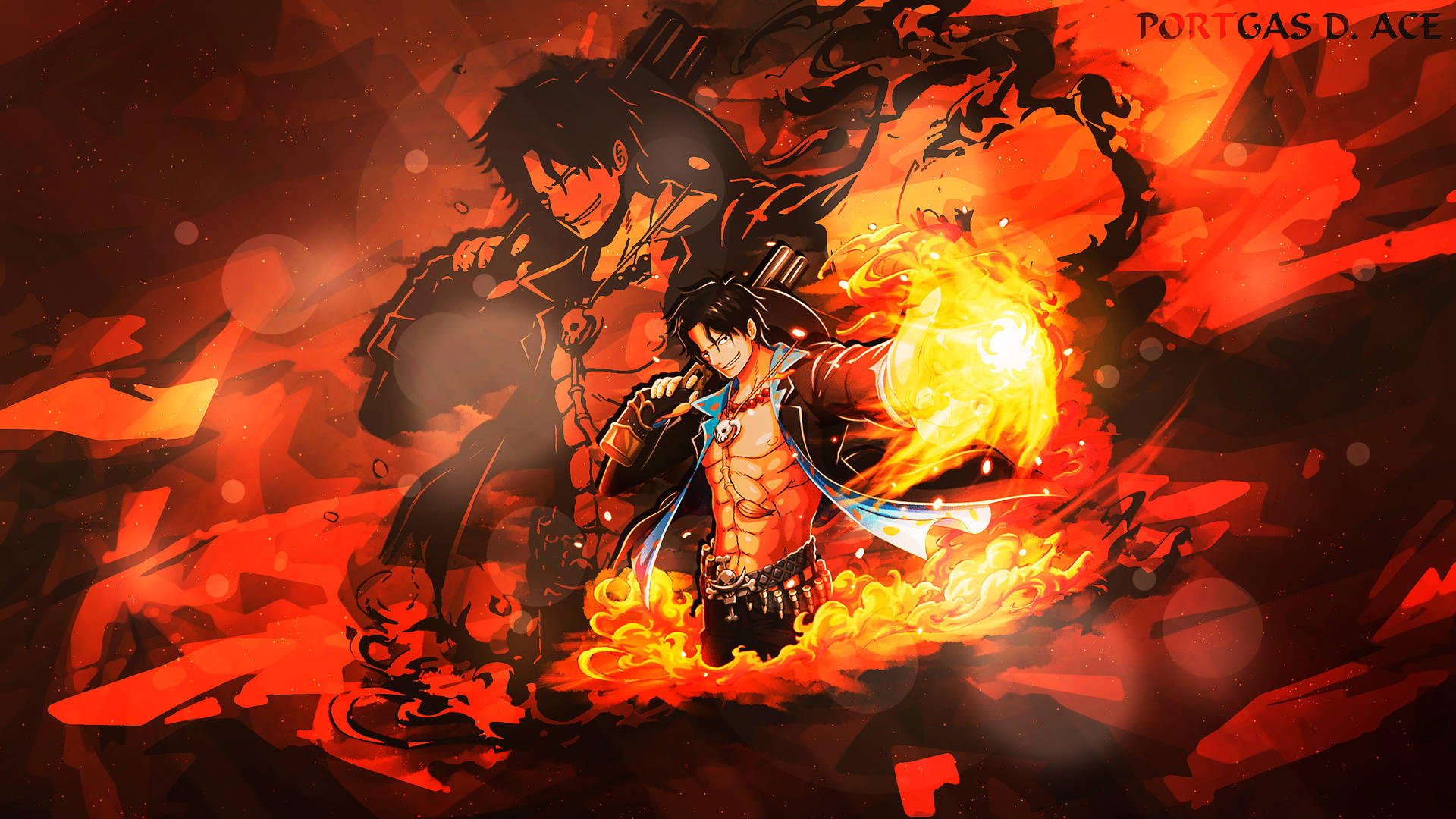 One Piece Ace Fiery Graphic Art Background