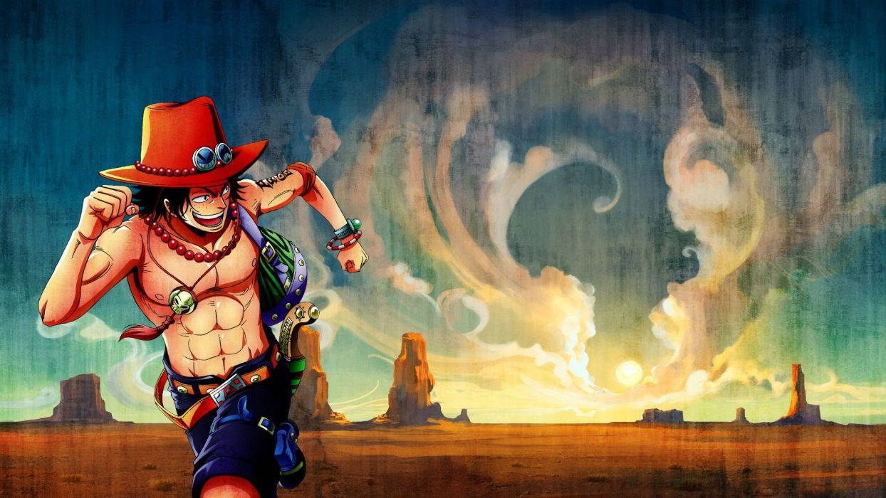 One Piece Ace In The Desert Background