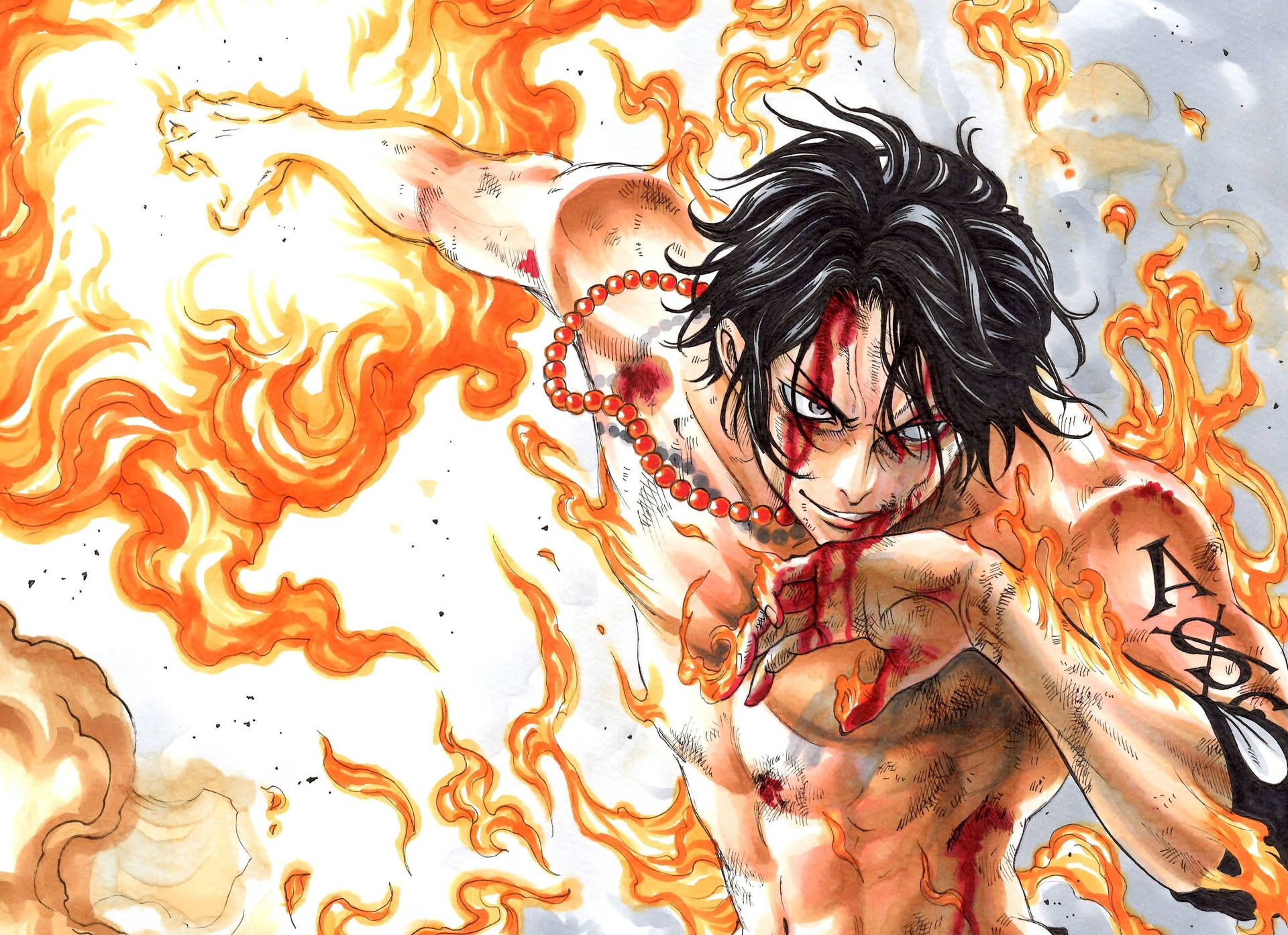 One Piece Ace Injured Background