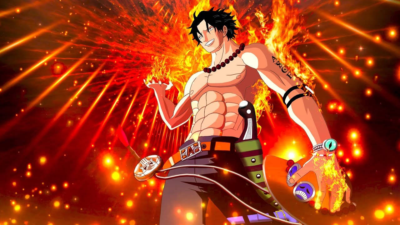 One Piece Ace Raining Fire Background
