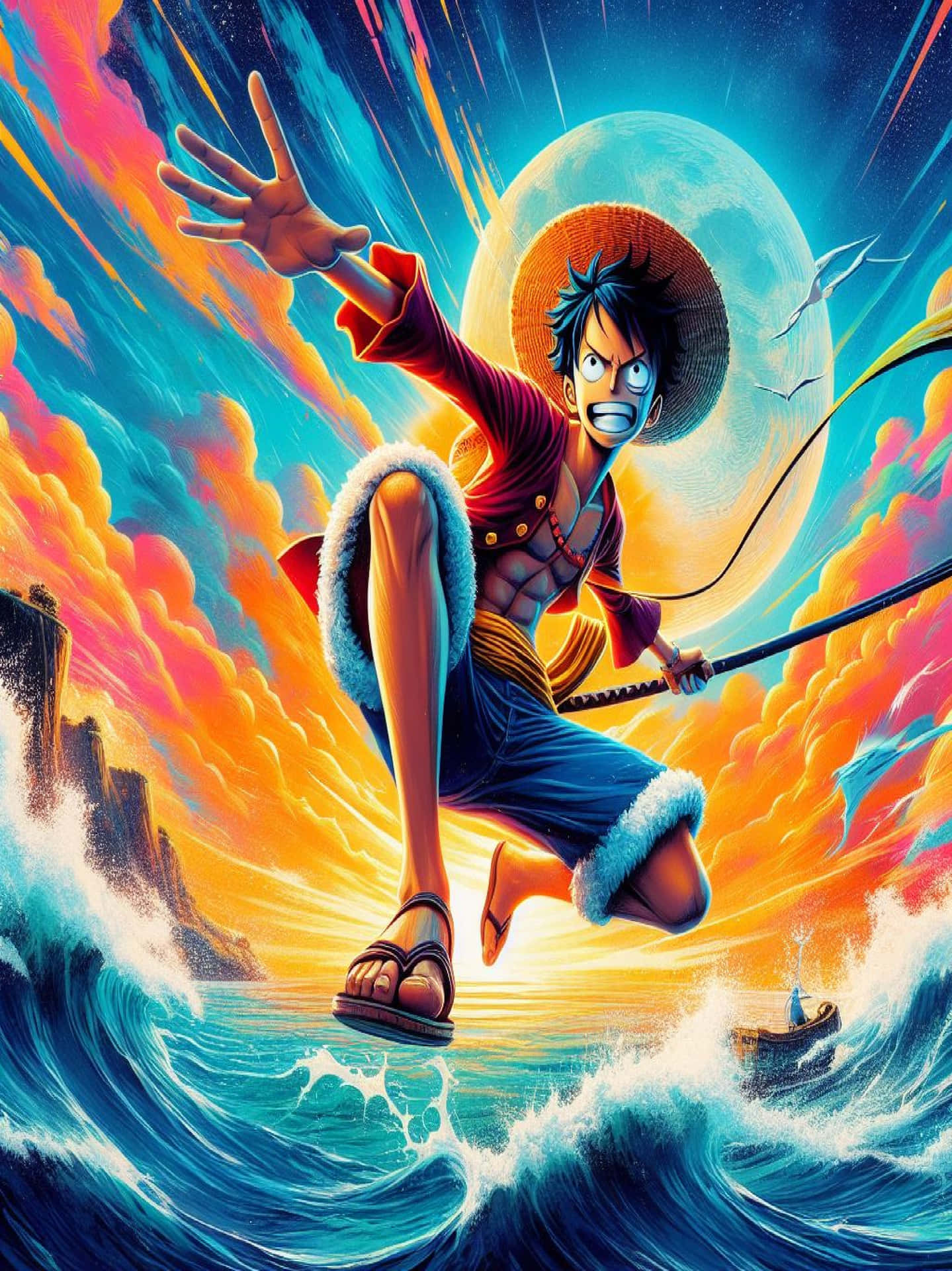 One Piece Anime Heroat Sea Background