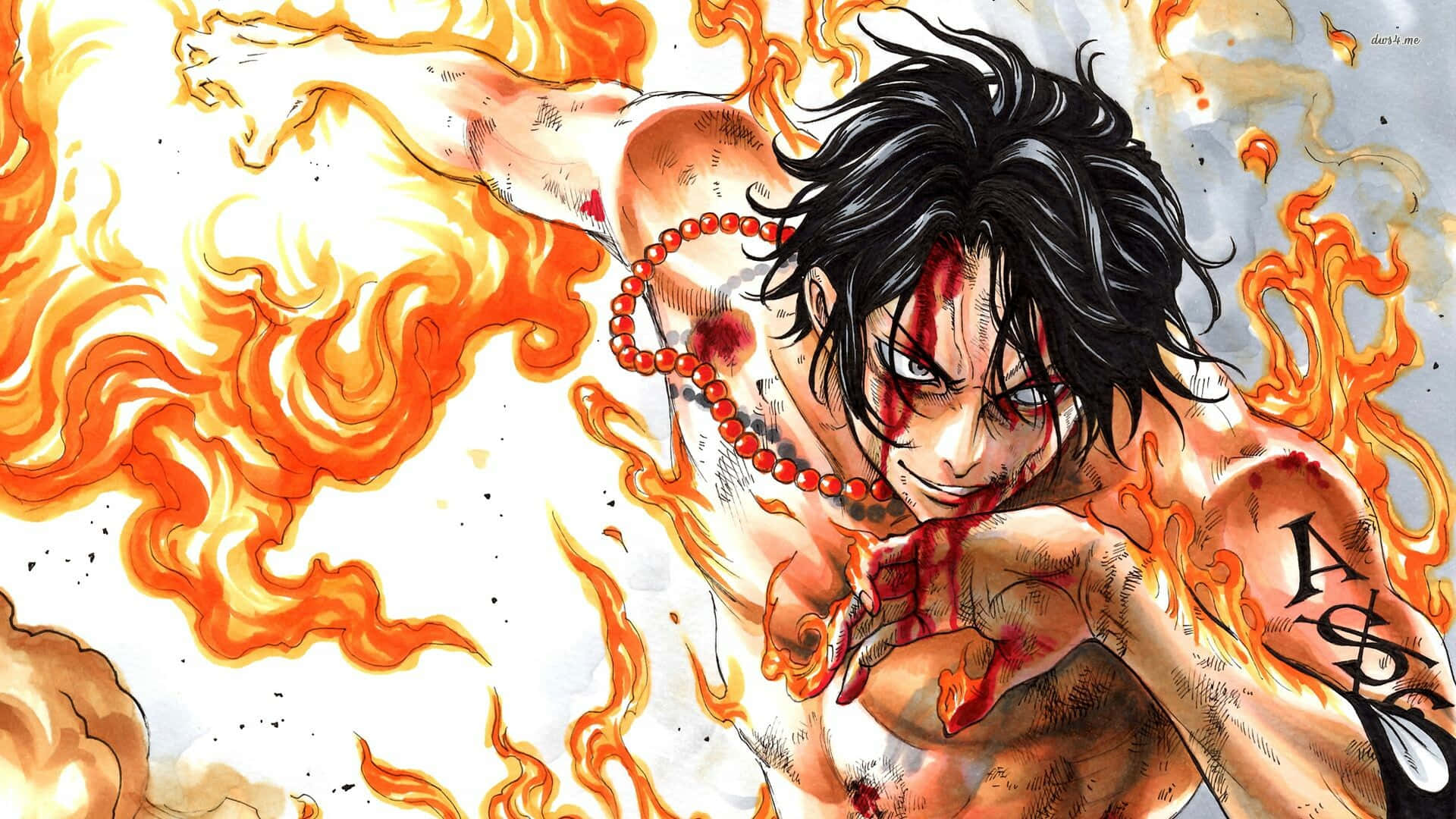 One Piece Anime Portgas Fire Background