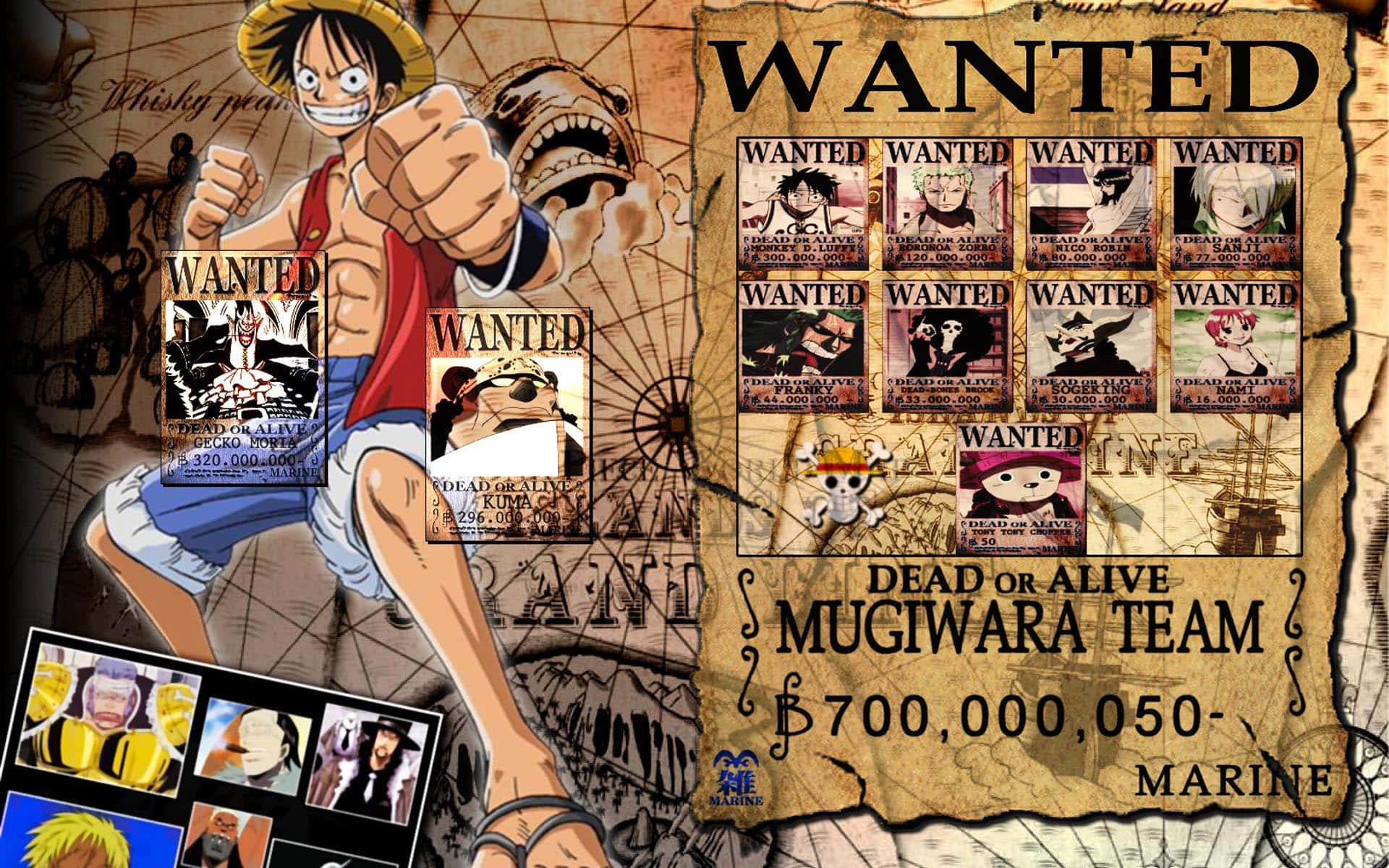 One Piece Anime Wanted Posters Background