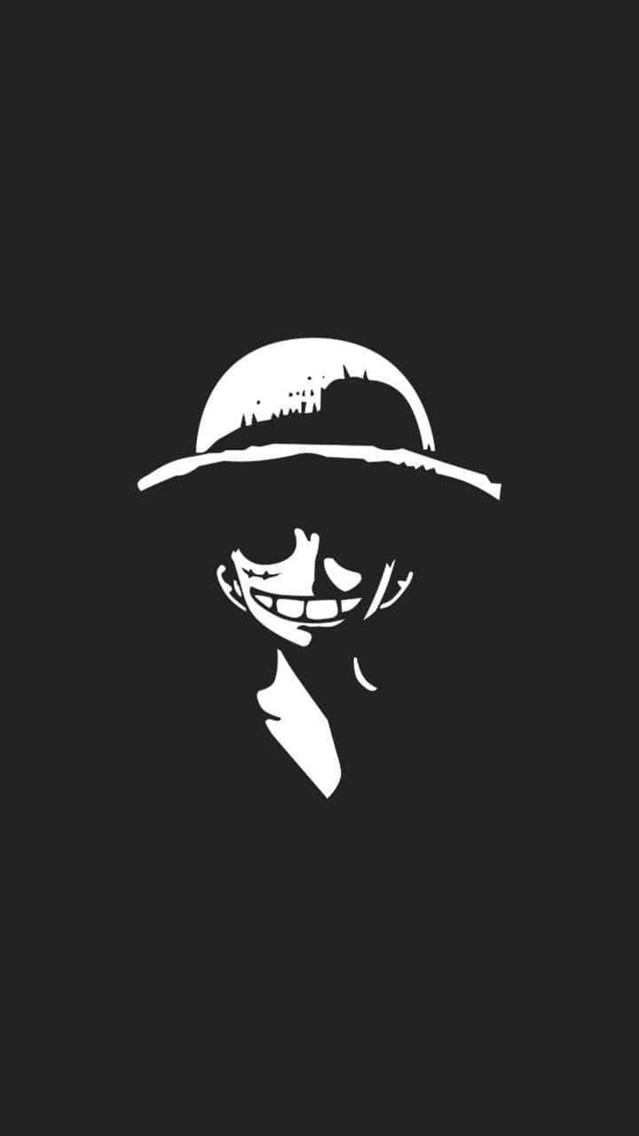 One Piece Black And White With A Grinning Luffy Background