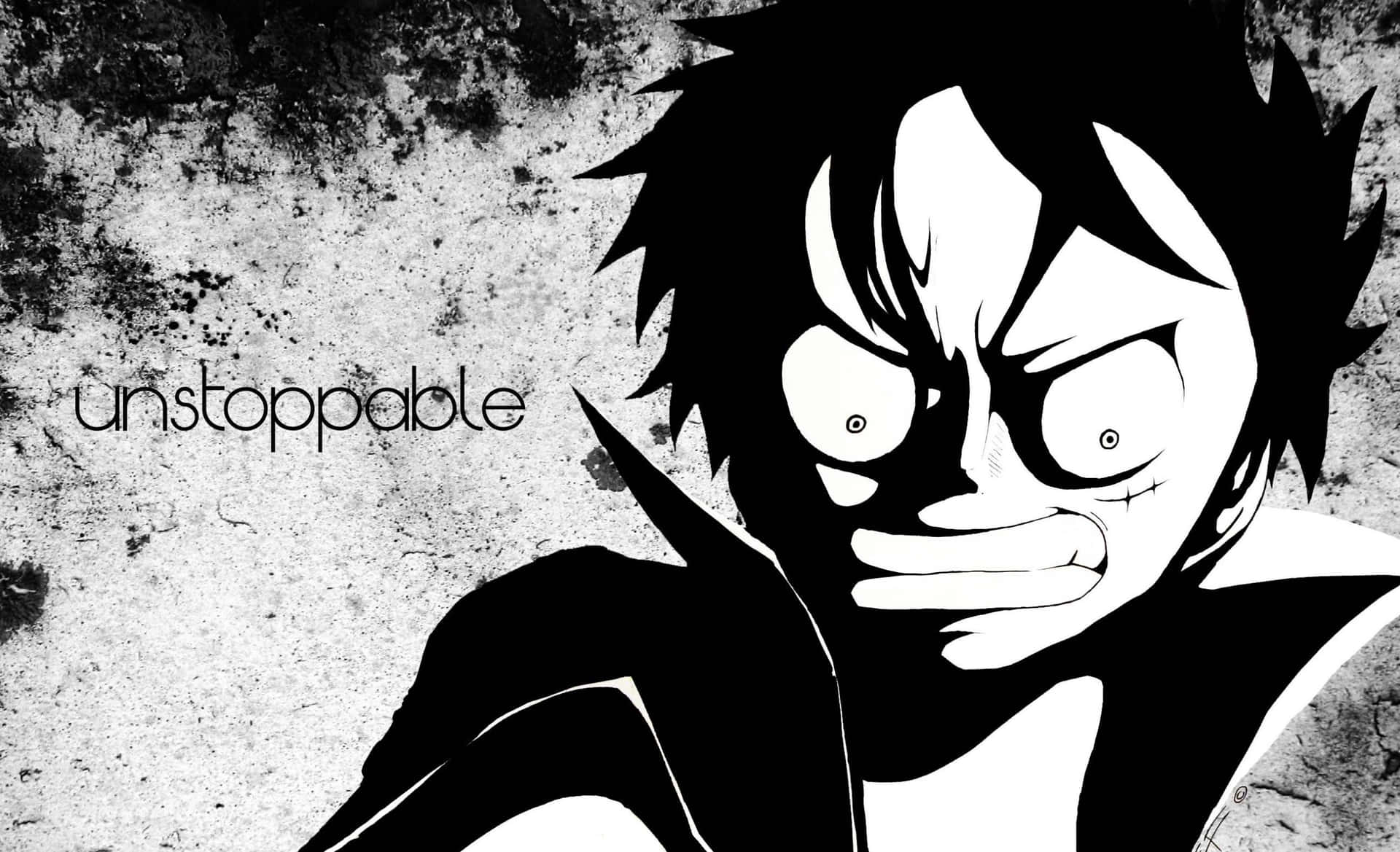 One Piece Black And White With A Raging Luffy Background