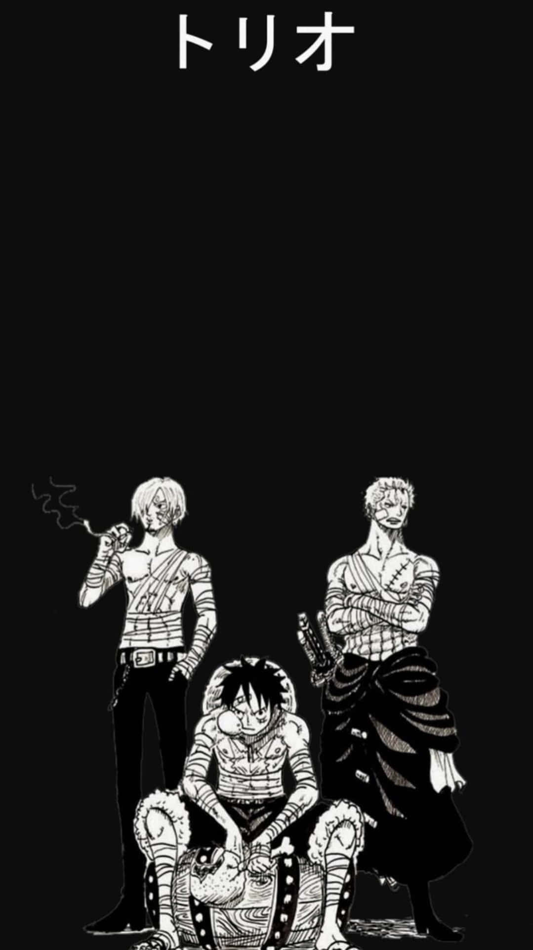 One Piece Black And White With Zoro And Sanji Background