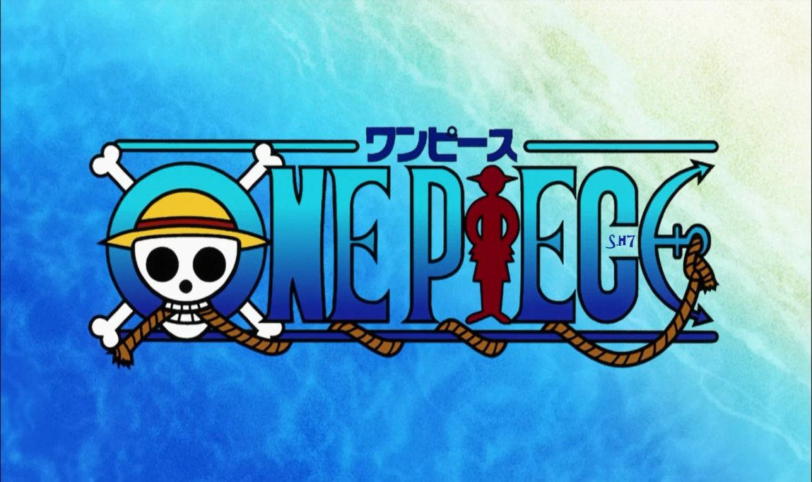 One Piece Blue Logo Ocean Waters Background