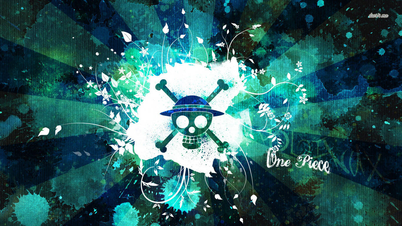 One Piece Blue Skull Logo Background