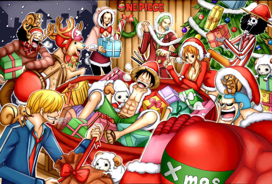 One Piece Cast Christmas Anime Pfp Background