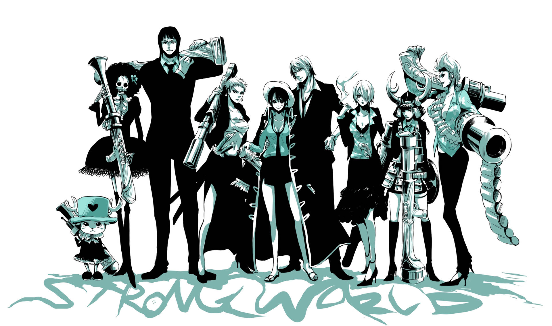 One Piece Characters Black Suit Background