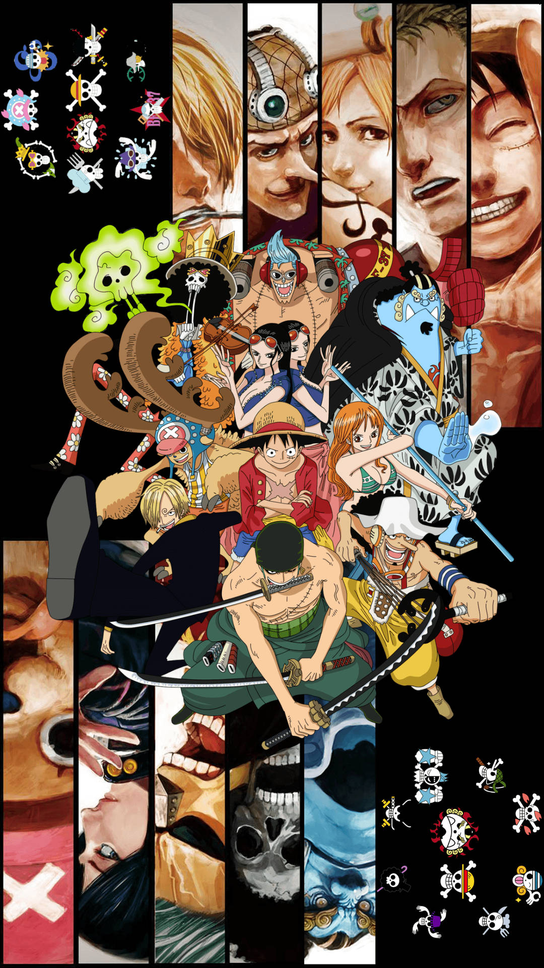 One Piece Characters Collage Background