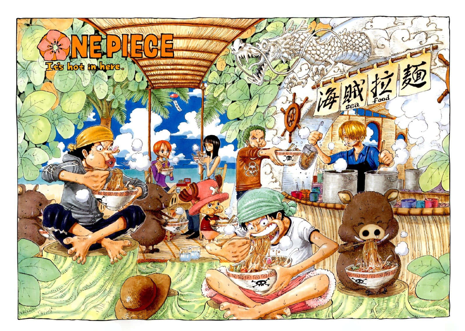 One Piece Characters Eating Hot Ramen