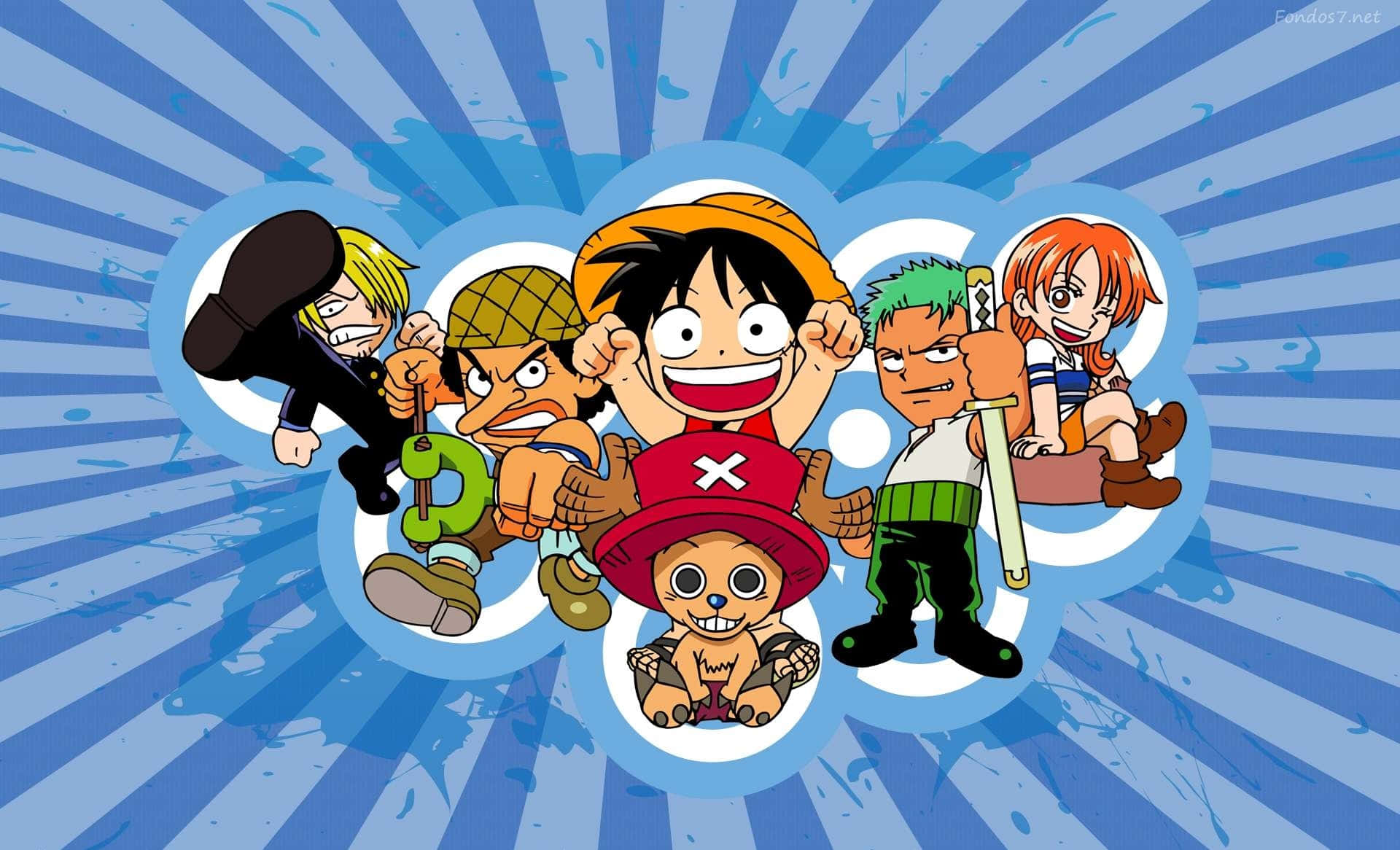 One Piece Chibi Blue Poster Background