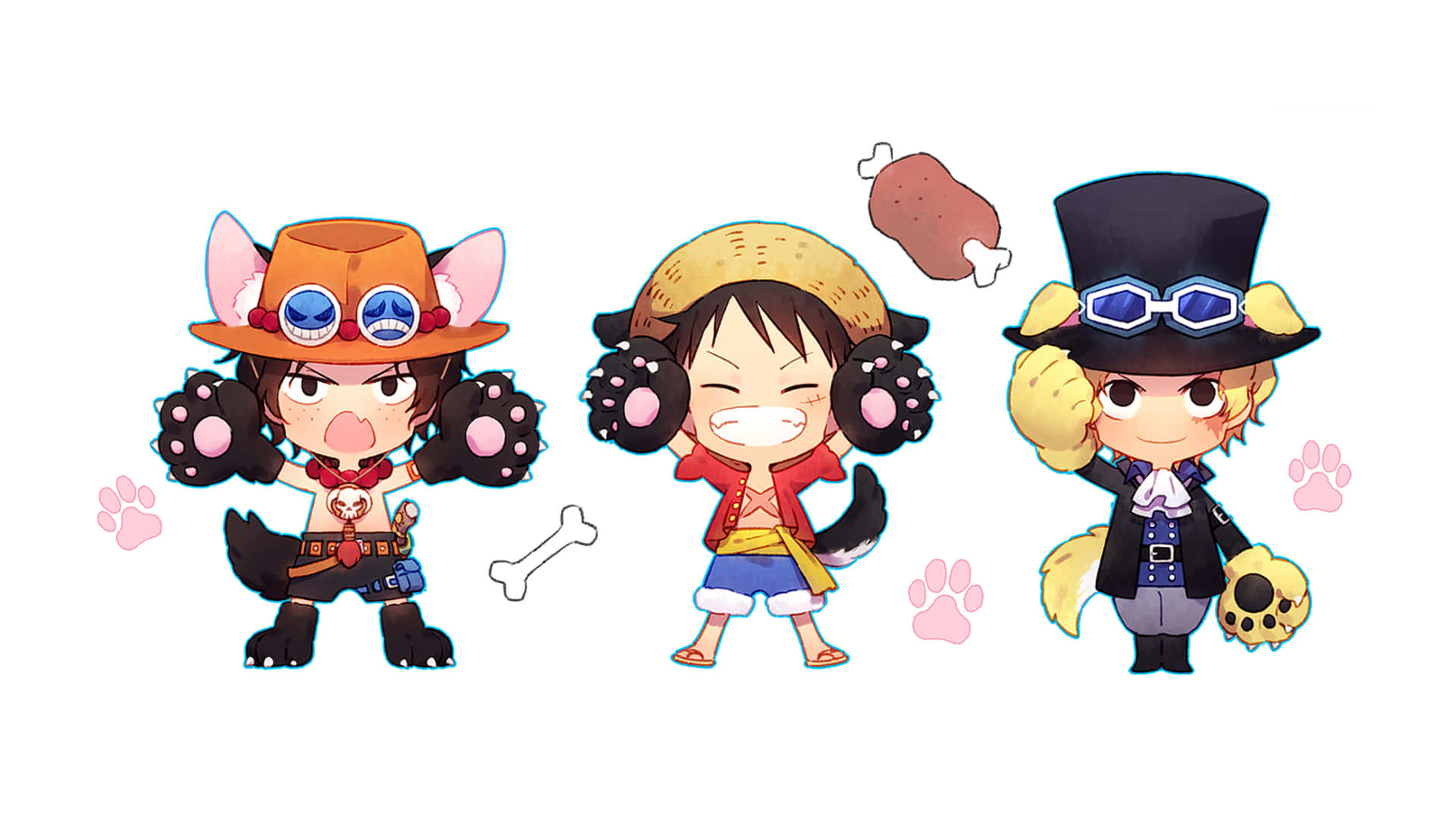 One Piece Chibi Luff Sabo And Ace Background