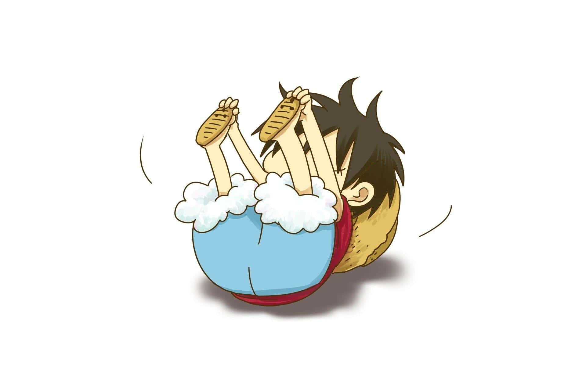 One Piece Chibi Luffy Cute Playing Around Background