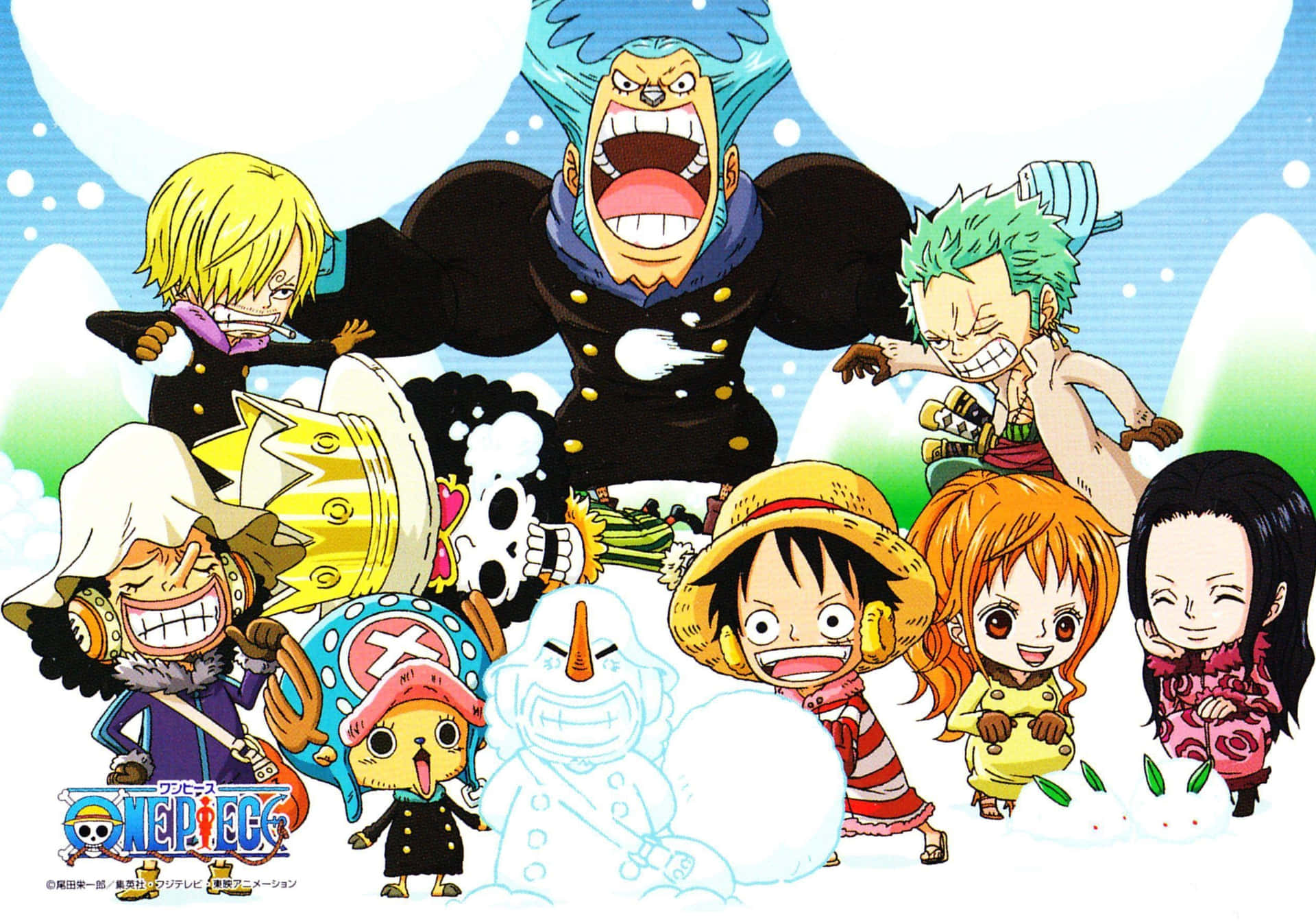 One Piece Chibi Snowballs Background