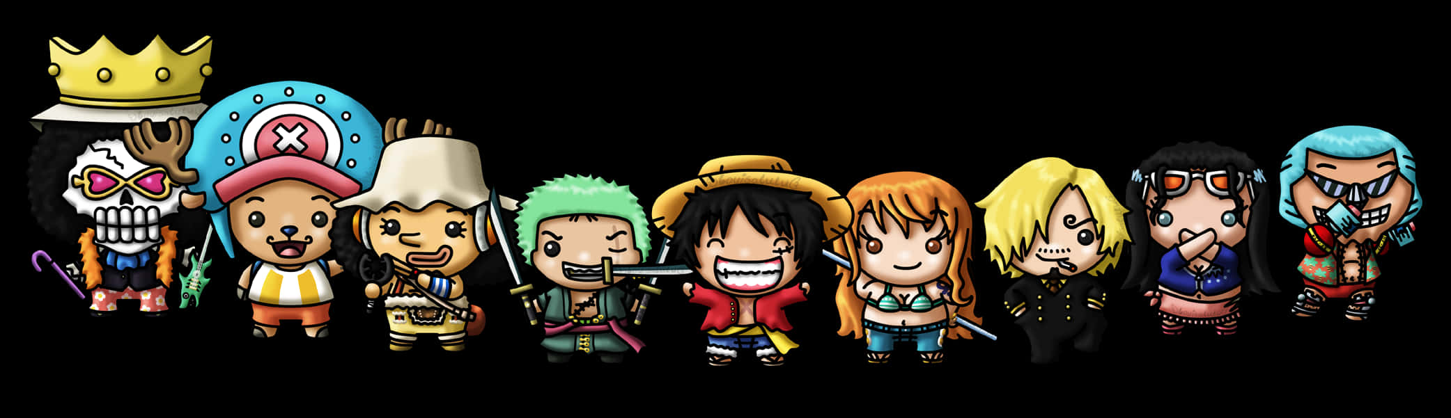One Piece Chibi Straw Hat Pirates 2d Background
