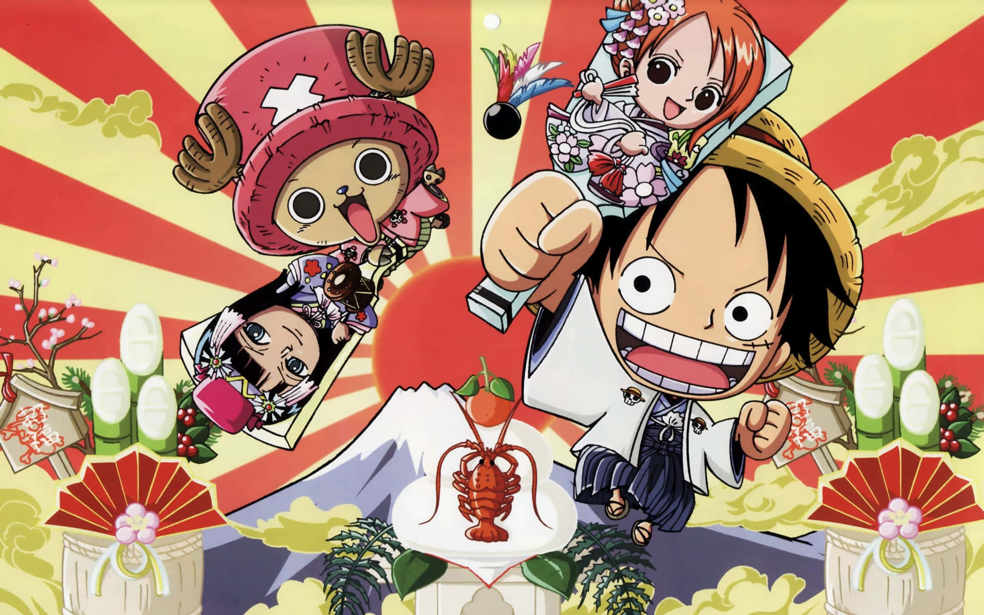 One Piece Chibi Straw Hat Pirates Poster Background
