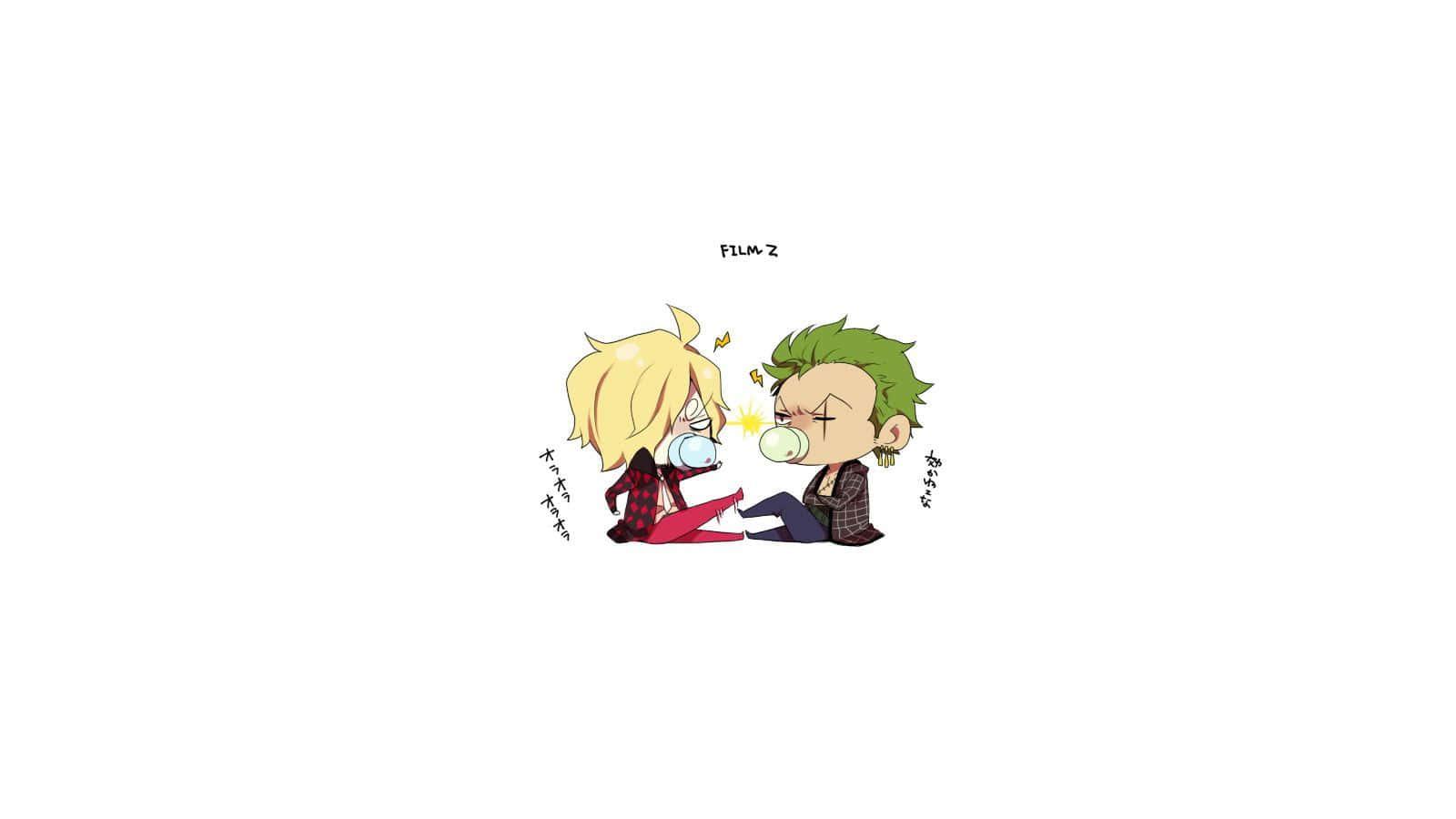 One Piece Chibi Zoro And Sanji Fighting Background