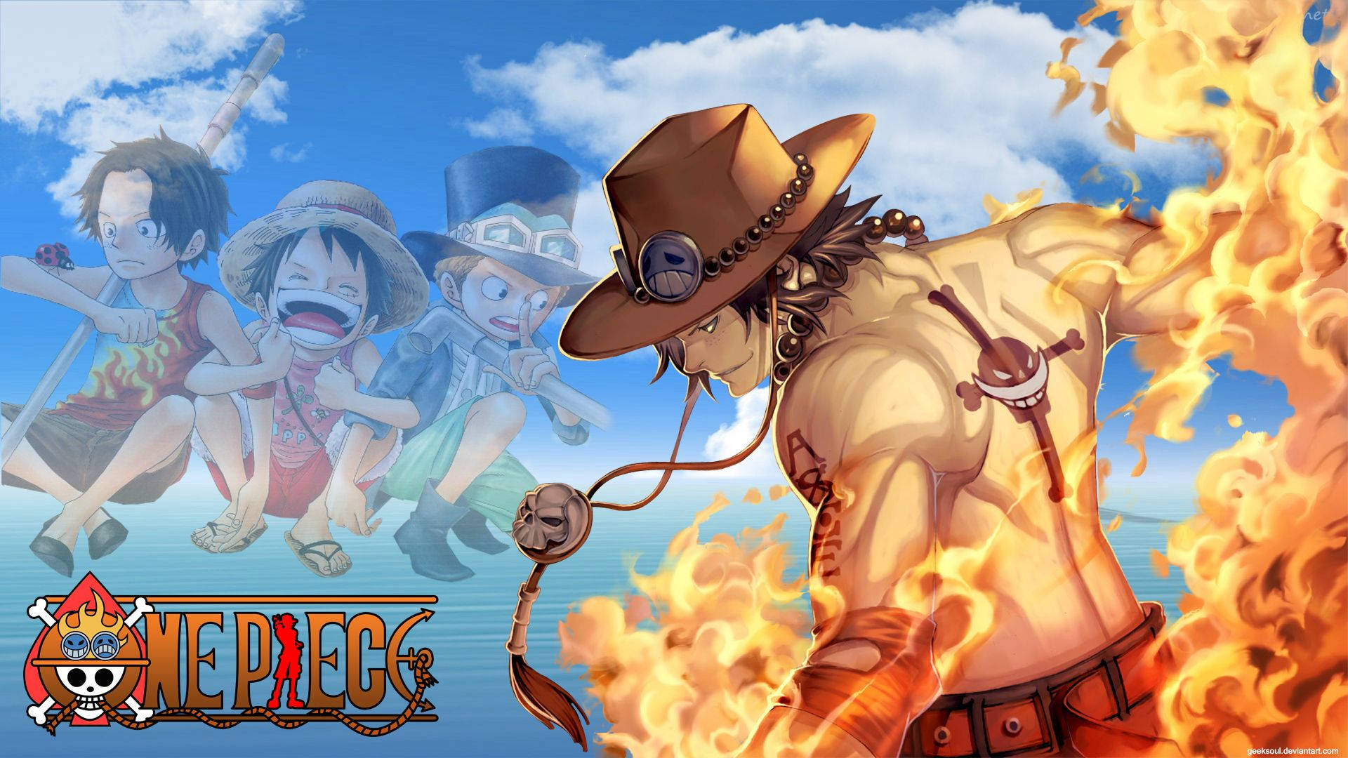 One Piece Crew Adventure At Sea Background
