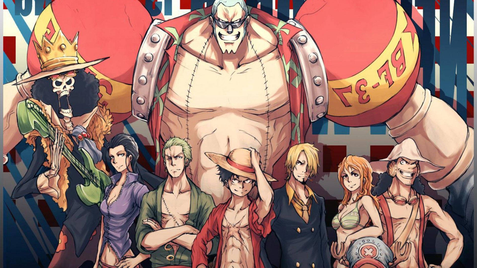 One Piece Desktop Characters Poster Background