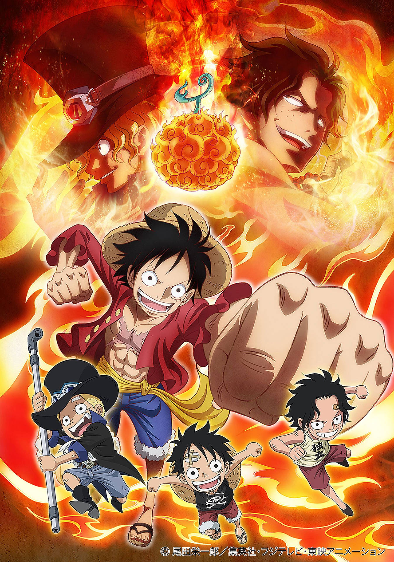 One Piece Live Characters Flaming Background