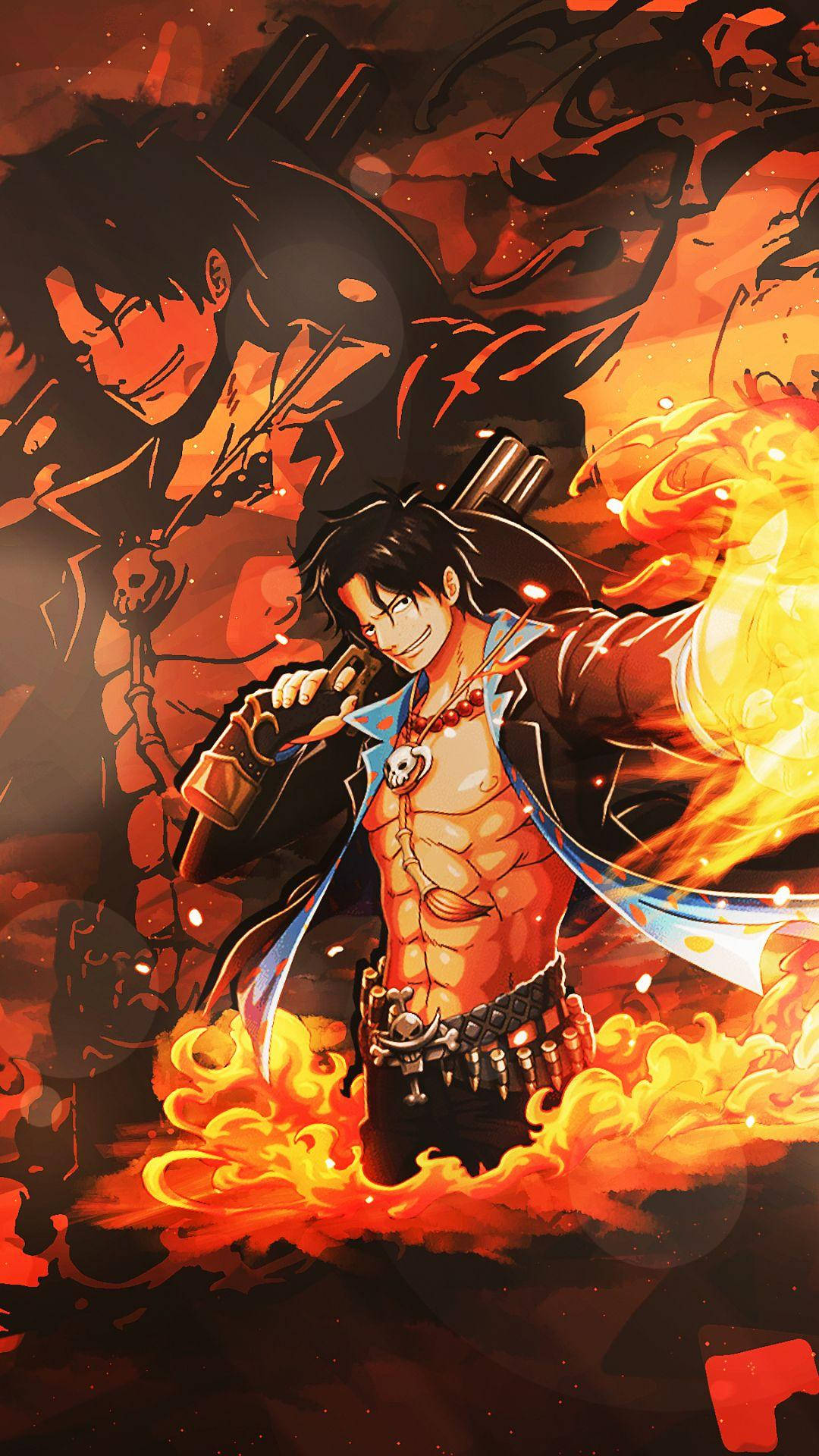 One Piece Live Flaming Hand Background