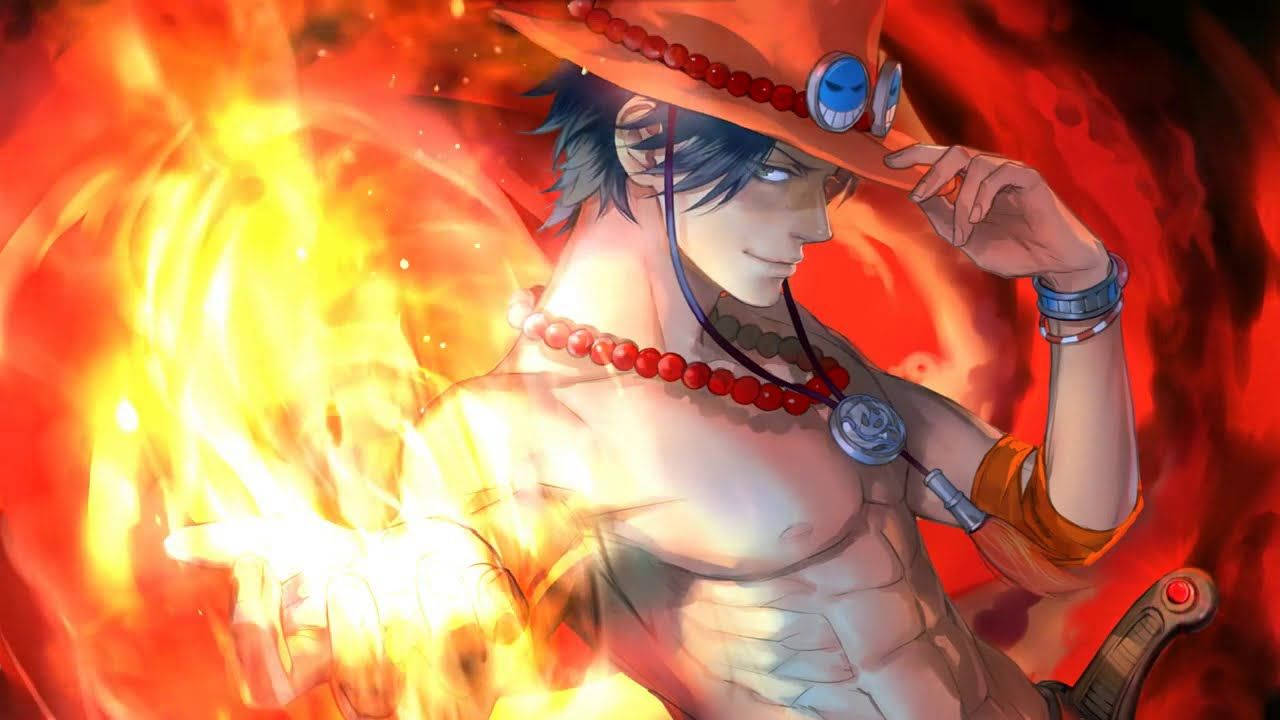 One Piece Live Portgas Flaming Hand Background