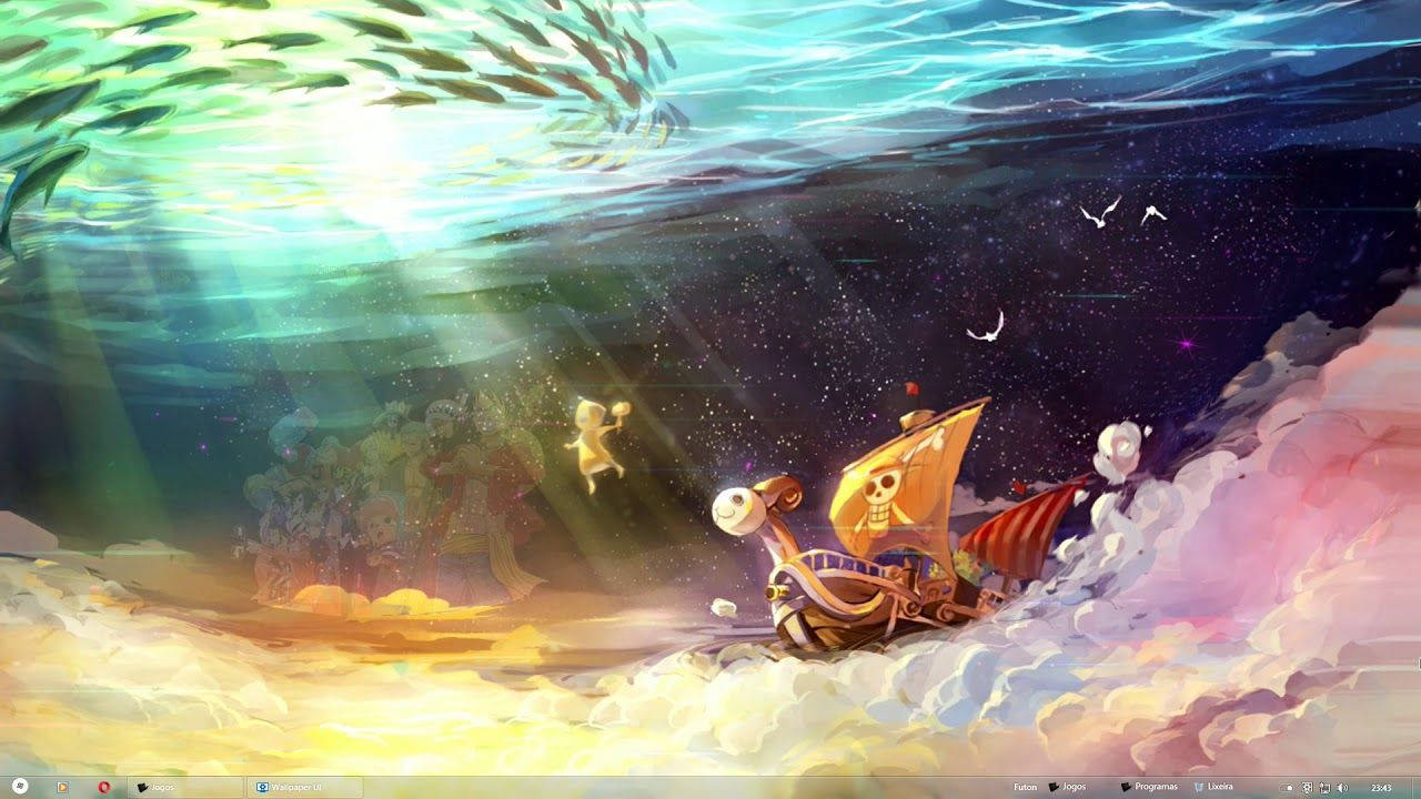 One Piece Live Ship Clouds Background