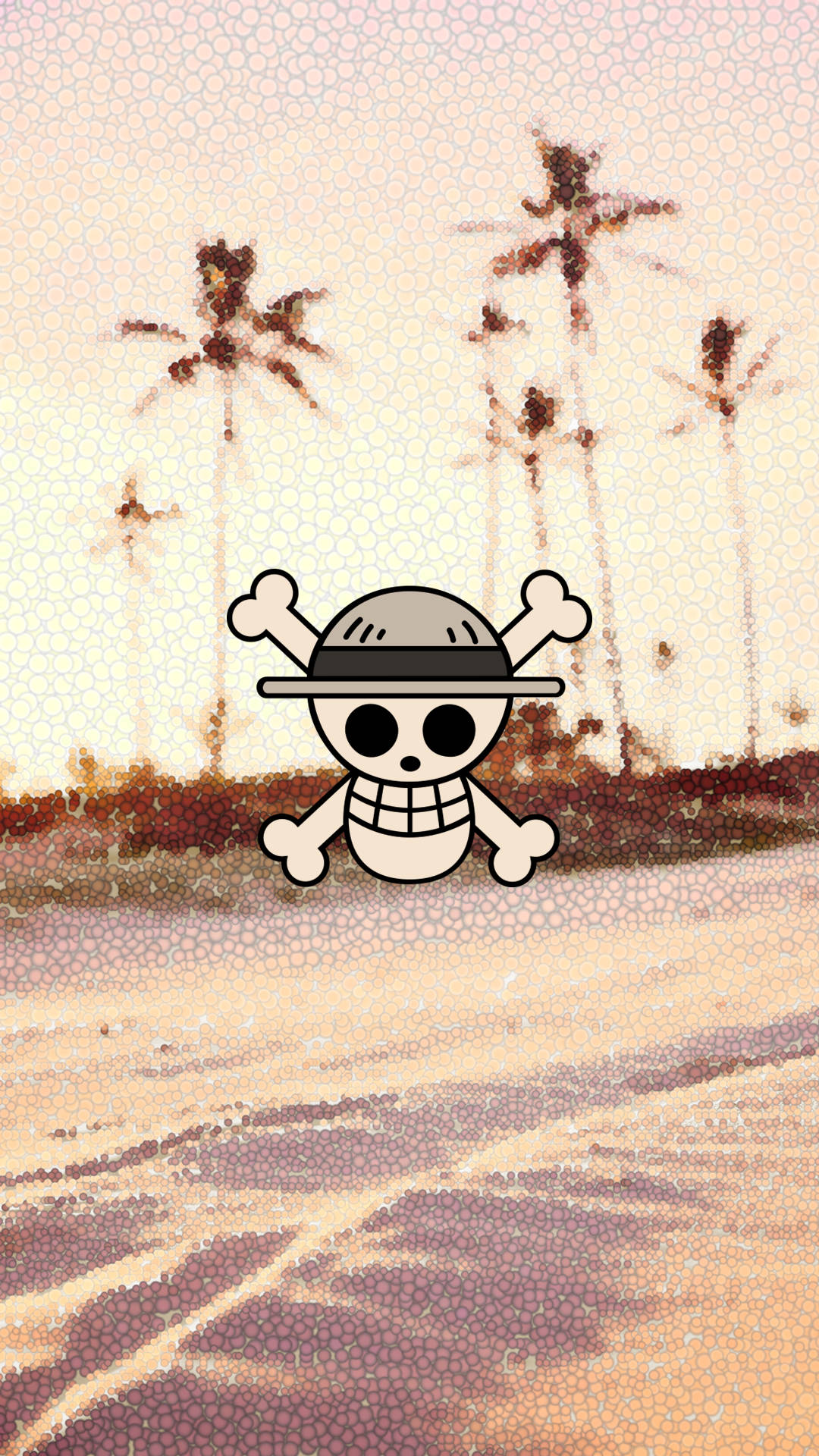 One Piece Logo Circle Beach Background