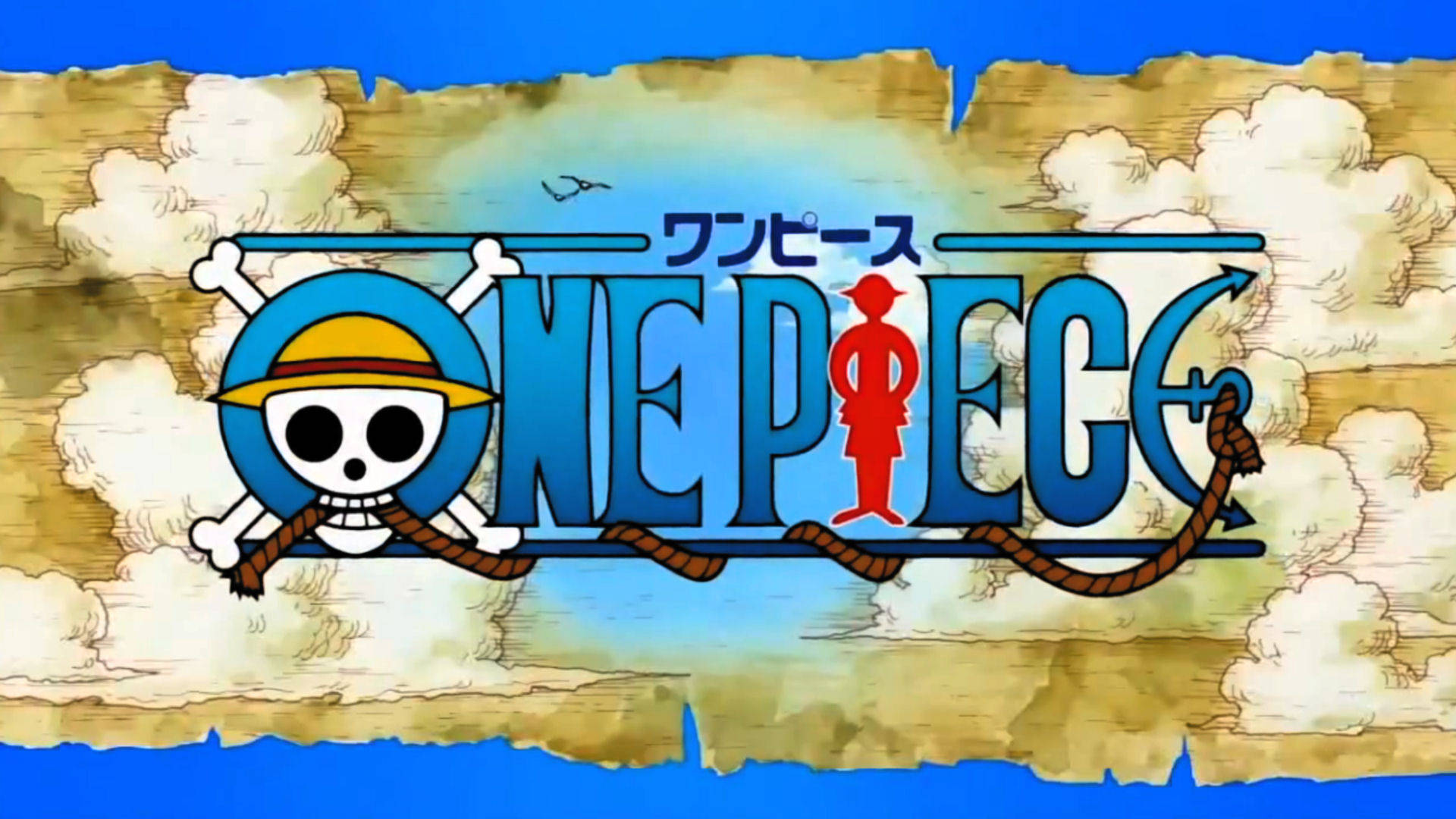 One Piece Logo Sky Map Background
