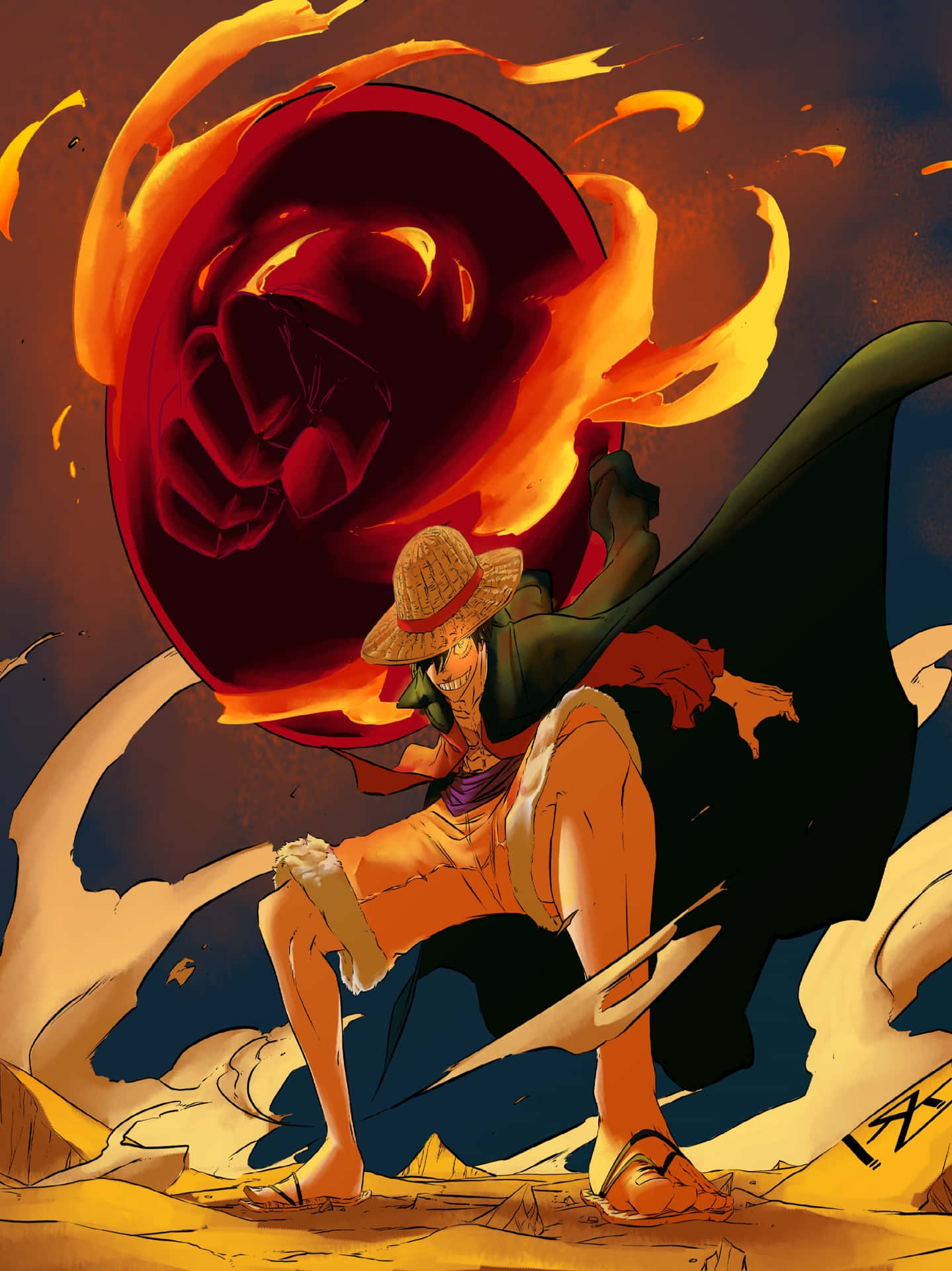 One Piece Luffy Fire Fist Attack Background