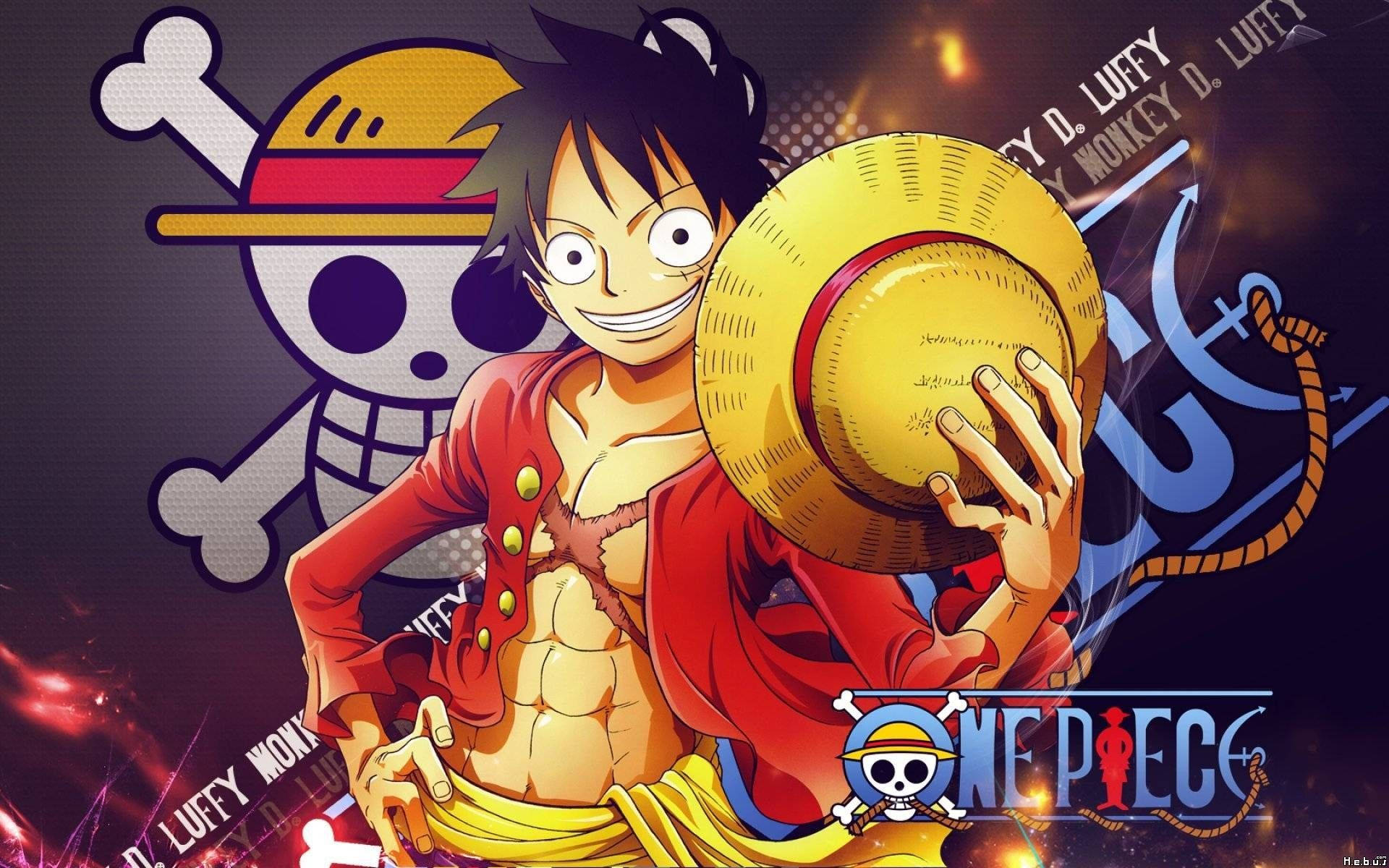 One Piece Luffy Holding Hat Background