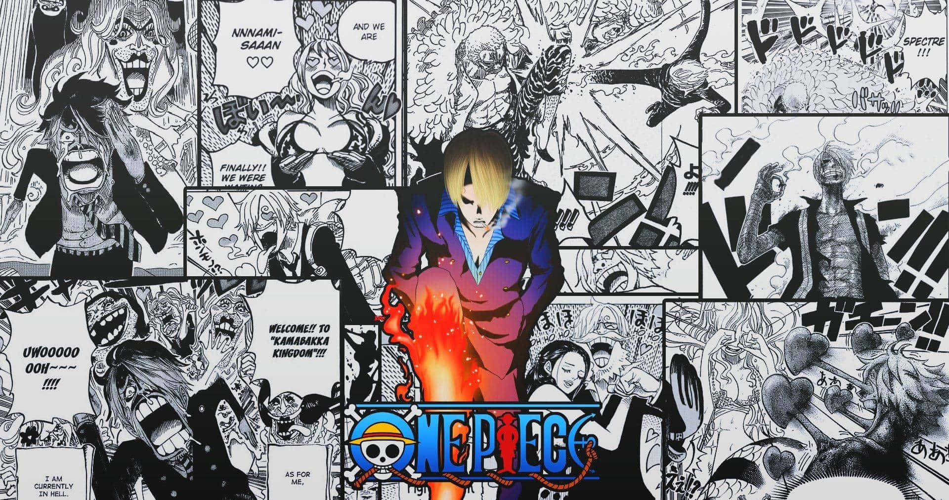One Piece Manga Action Scene With Luffy And Zoro Background