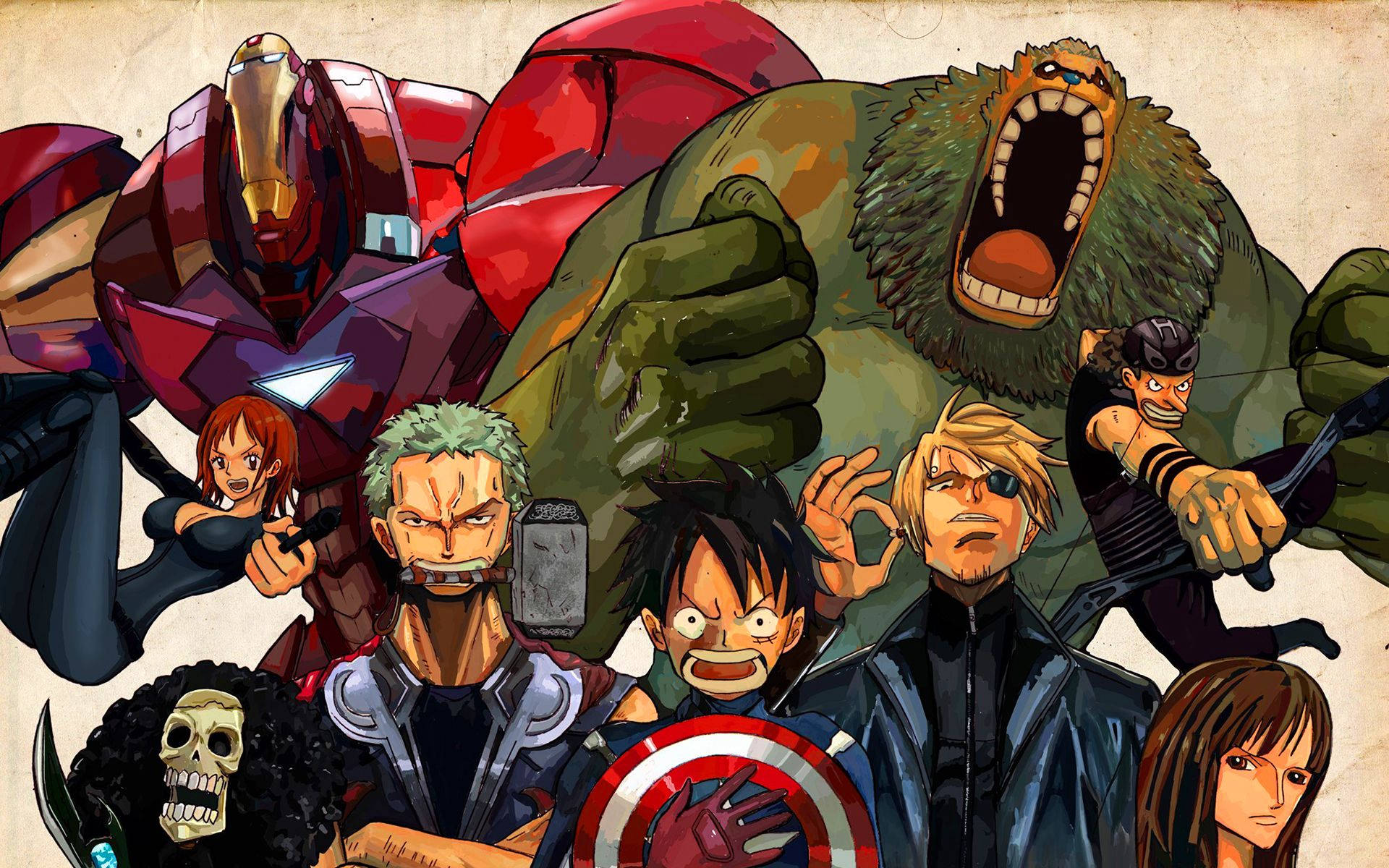 One Piece Marvel Crossover Background
