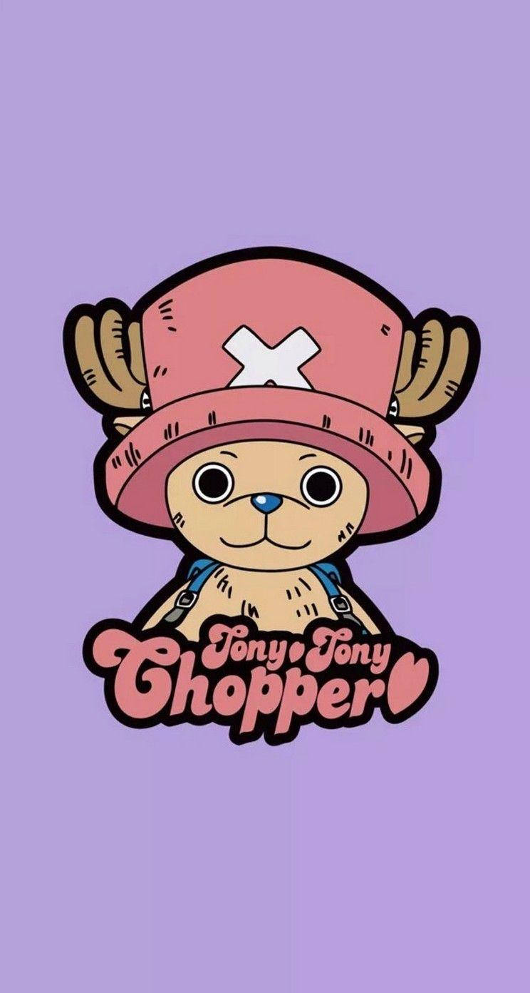 One Piece Phone Chopper On Purple Background Background