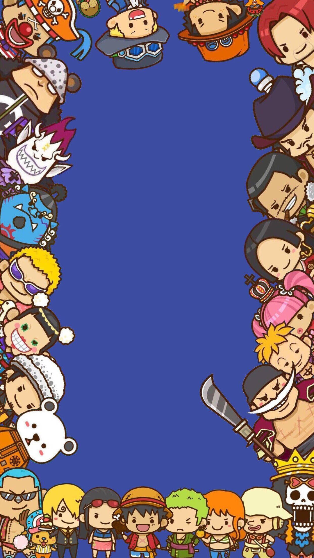 One Piece Phone Cute Characters As Frame Background