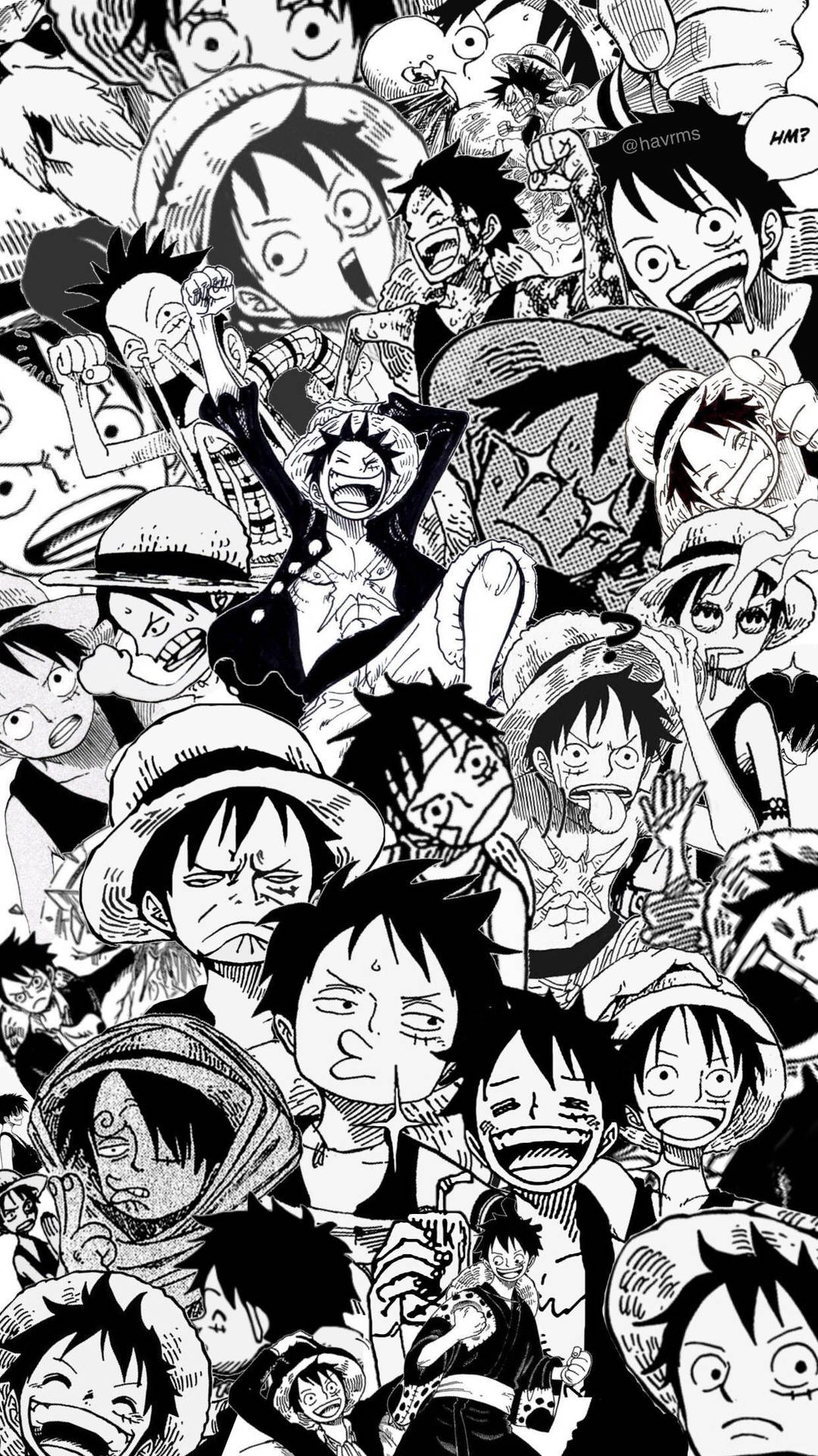 One Piece Phone Luffy Manga Collage Background