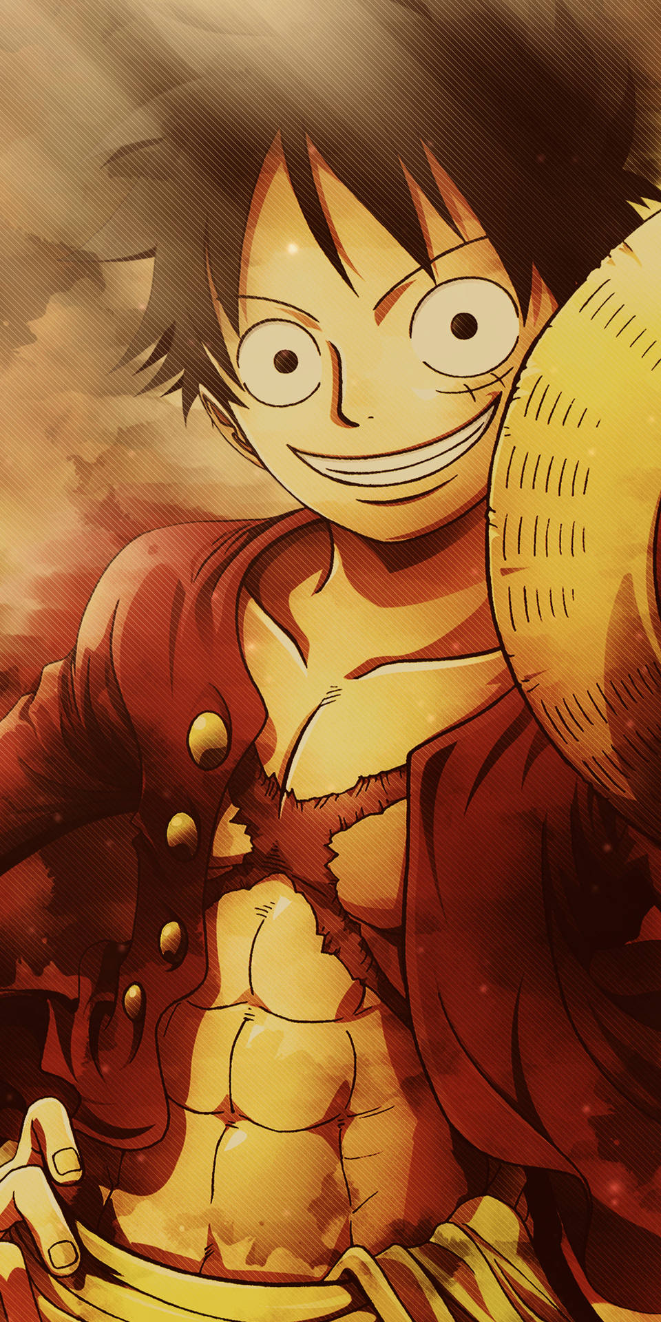 One Piece Phone Luffy Smiling With Straw Hat Background