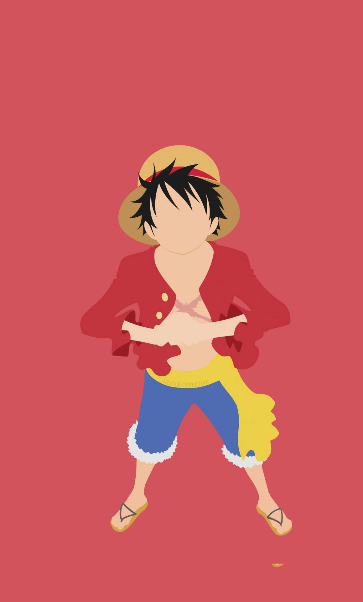 One Piece Phone Minimalist Luffy On Red