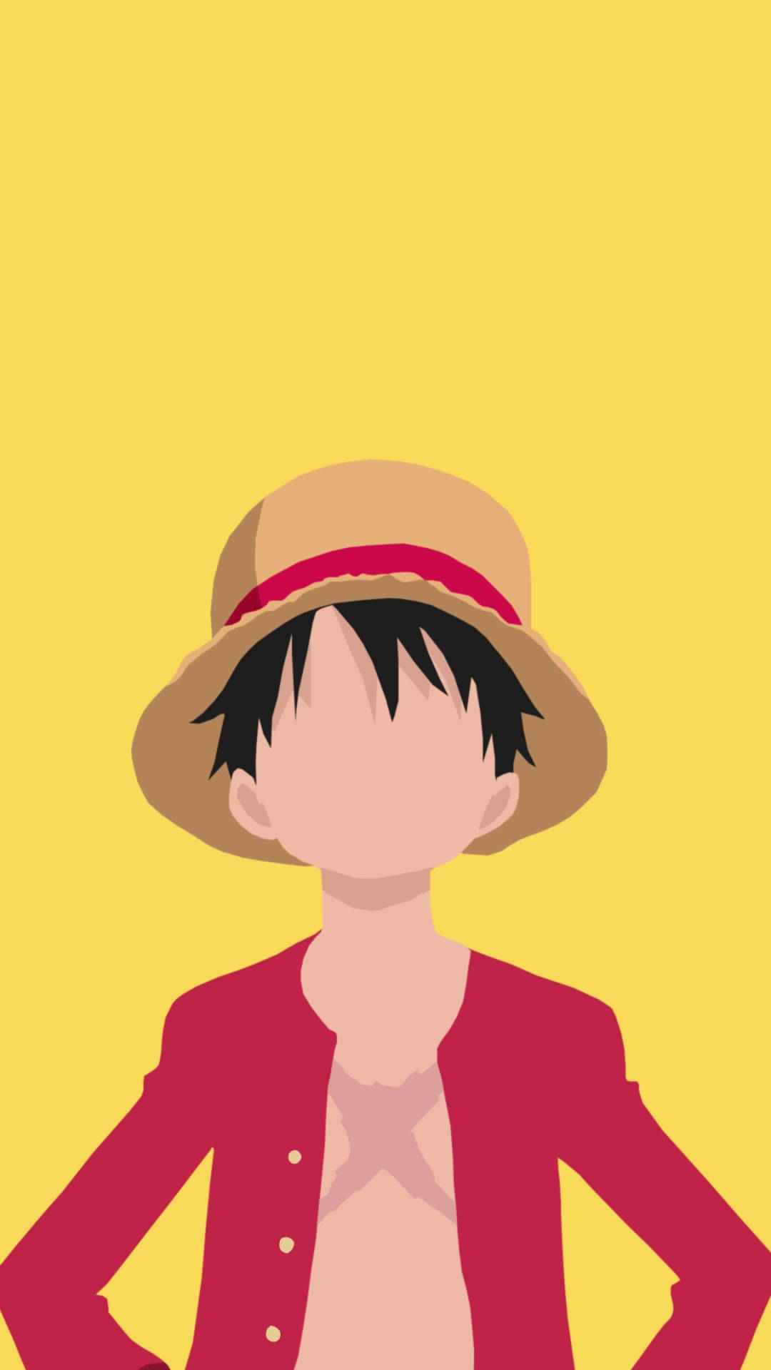 One Piece Phone Minimalist Luffy On Yellow Background