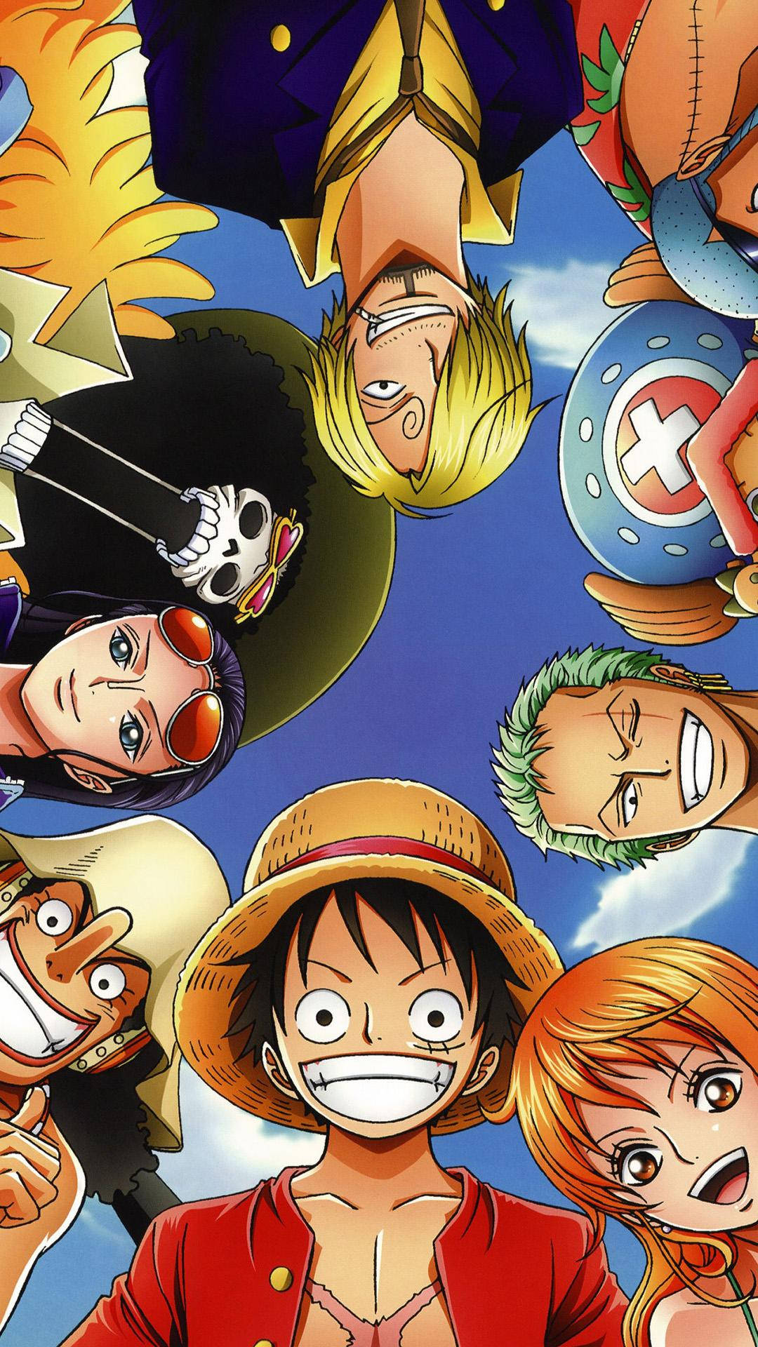 One Piece Phone Straw Hat Pirates Circle Background