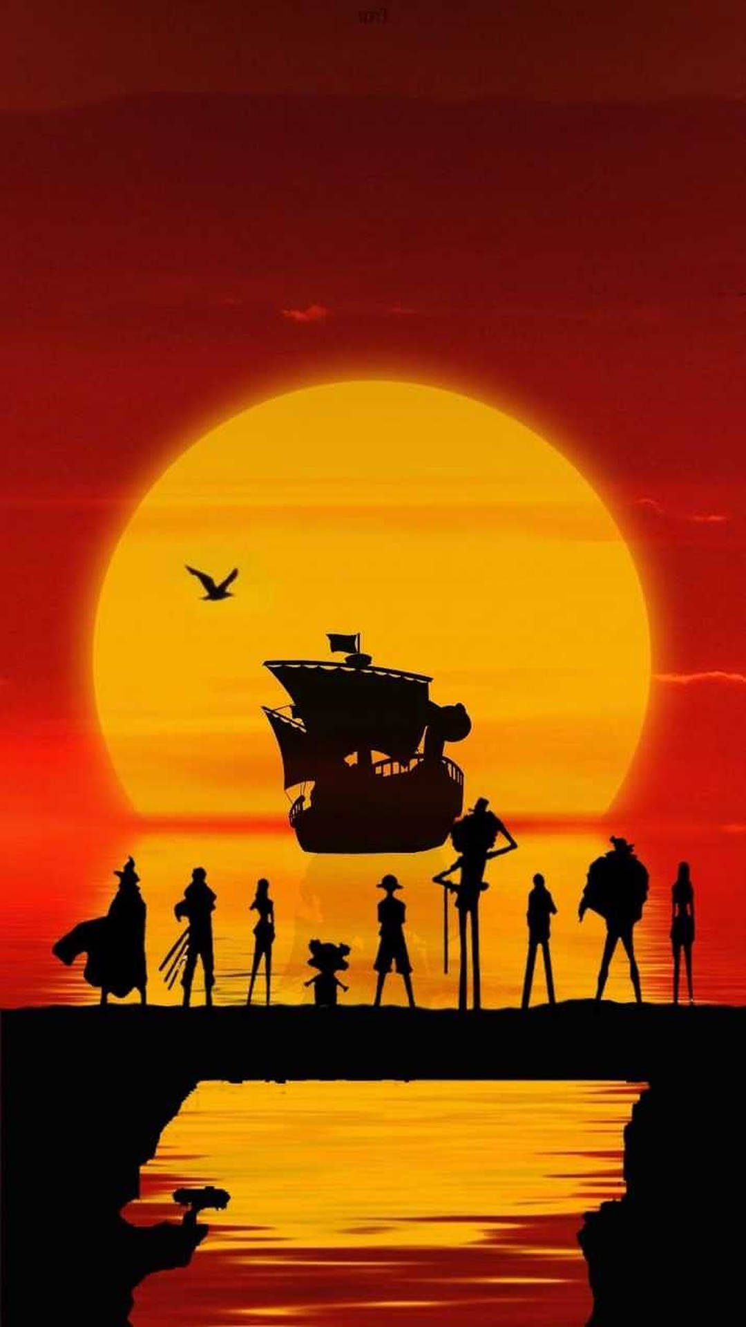 One Piece Silhouette Sunset Iphone Background